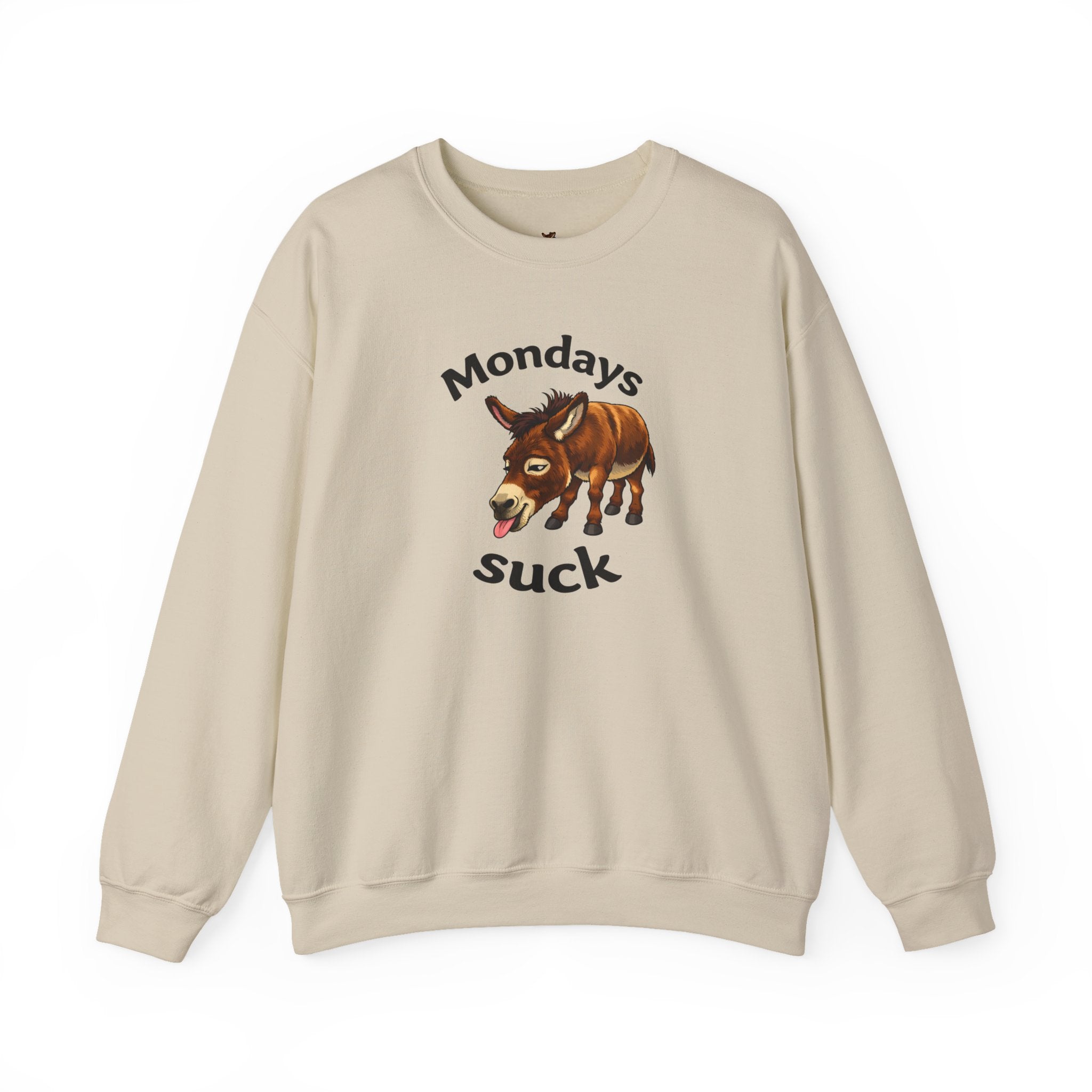 Crewneck Sweatshirt - 'Mondays Suck' Donkey Graphic Casual Pullover