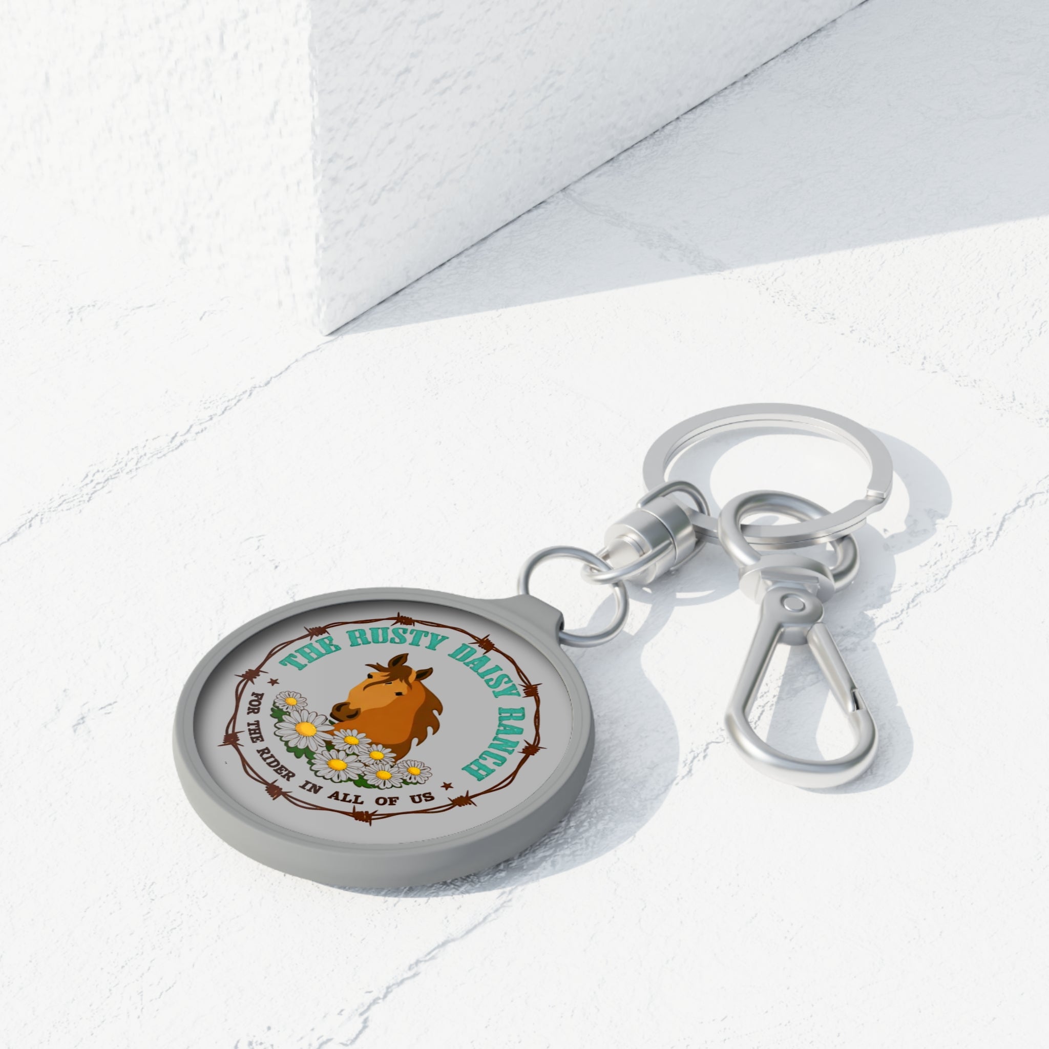Rusty Daisy Ranch Horse Keyring Tag