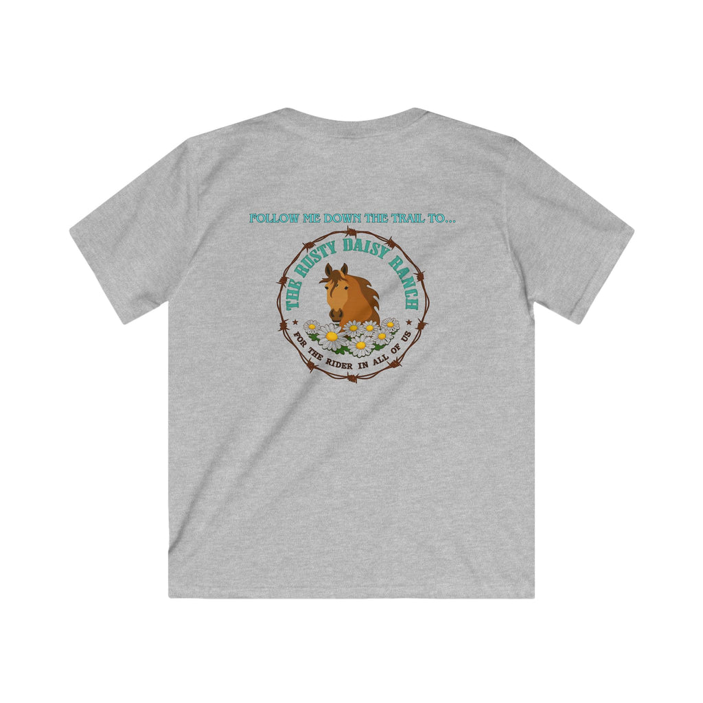 Kids Tee — RDR logo front & Follow me down the trail to with logo on back