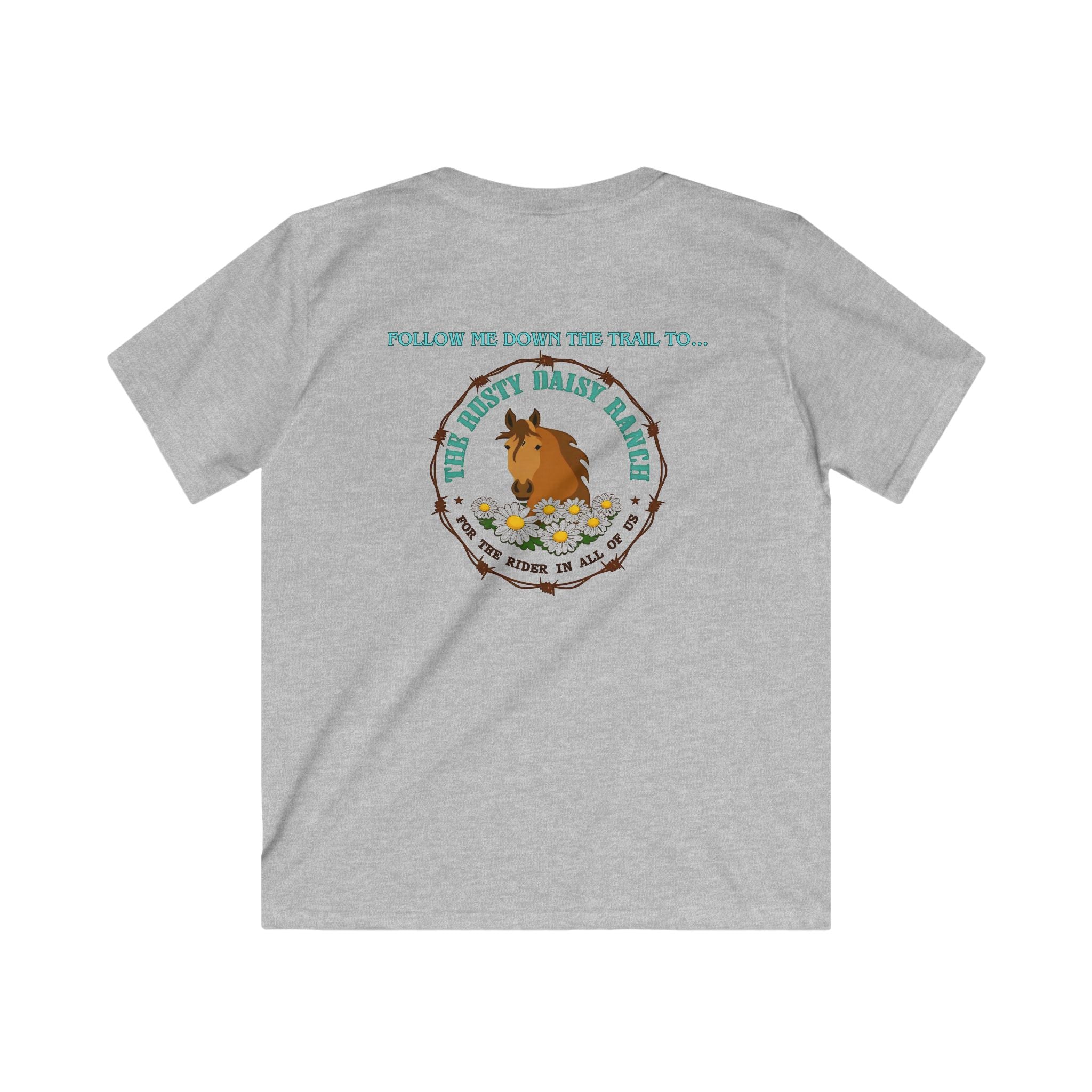 Kids Tee — RDR logo front & Follow me down the trail to with logo on back