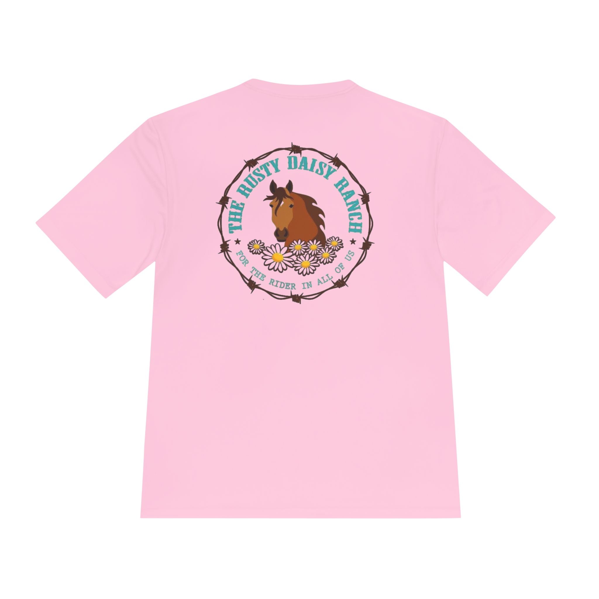 Moisture‑Wicking Shirt- RDR logo front & Rusty Daisy Ranch logo on back