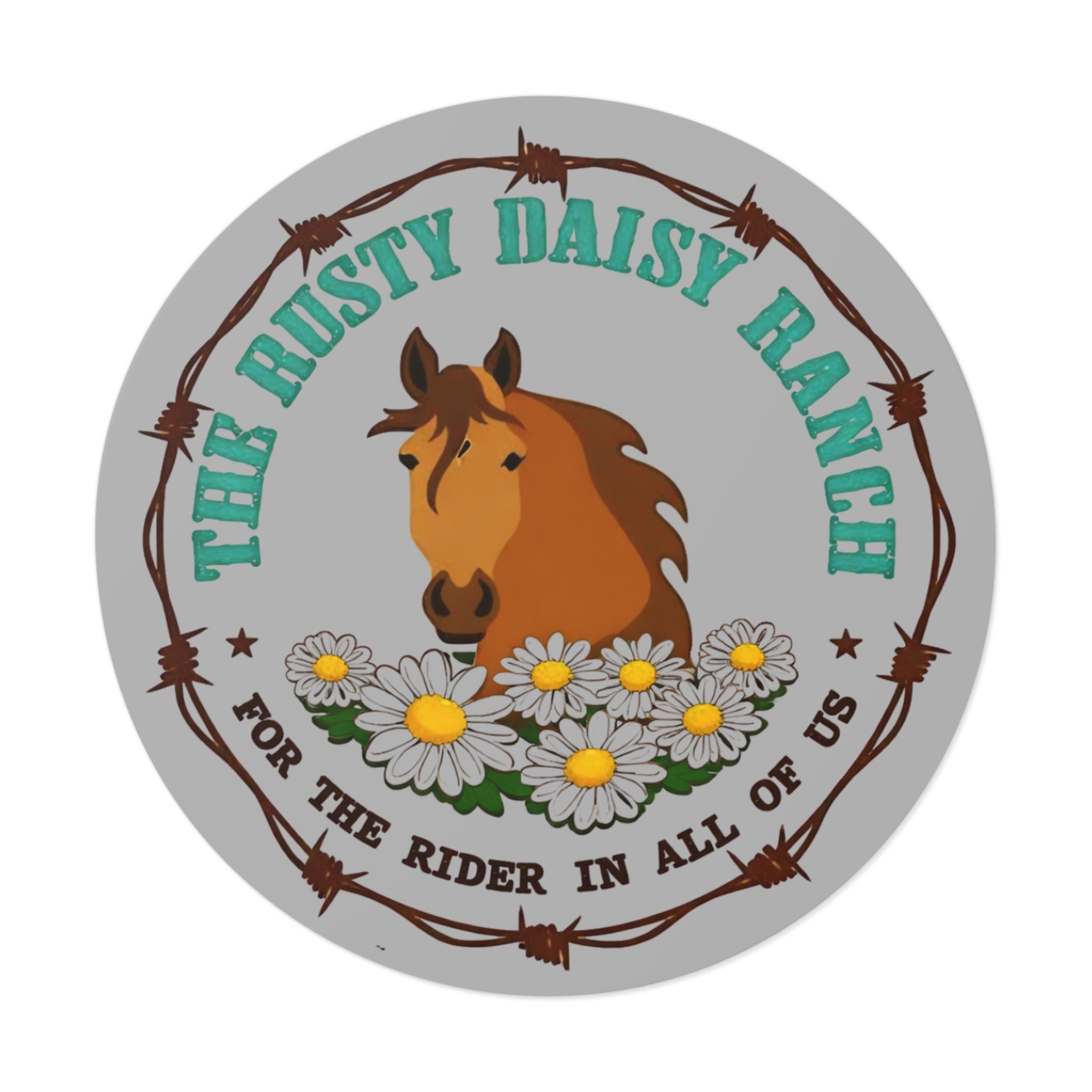 Rusty Daisy Ranch Round Vinyl Sticker
