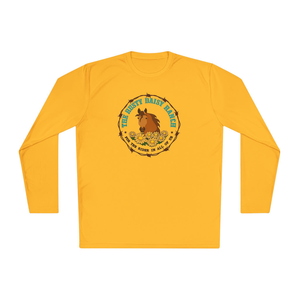 Long Sleeve Tee —Rusty Daisy Ranch logo front & "Follow me down the trail to" on back