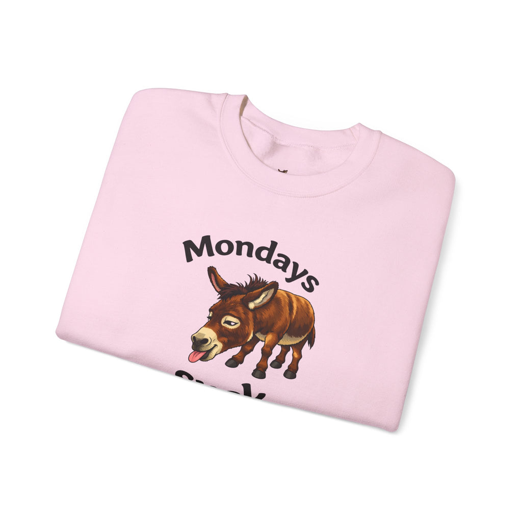 Crewneck Sweatshirt - 'Mondays Suck' Donkey Graphic Casual Pullover
