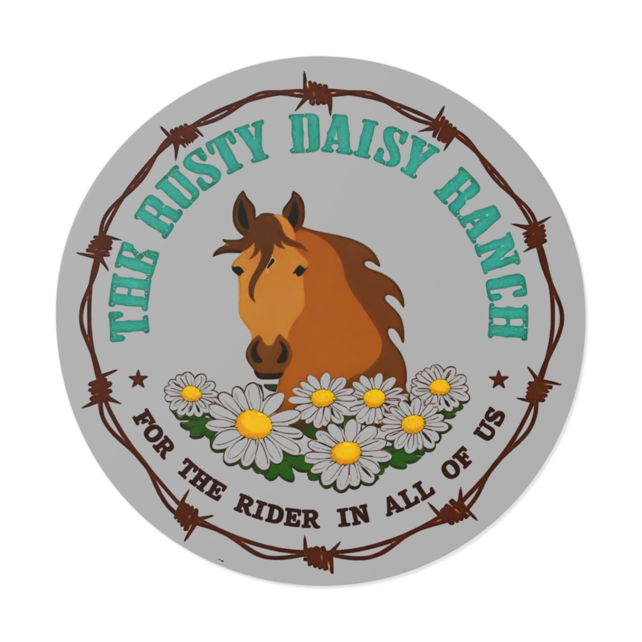 Rusty Daisy Ranch Round Vinyl Sticker