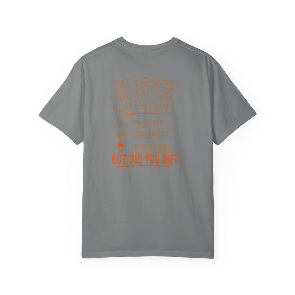 Lakehouse Dock T-Shirt — "Band on the Dock" Sunset Graphic Tee (Tennessee 2024)