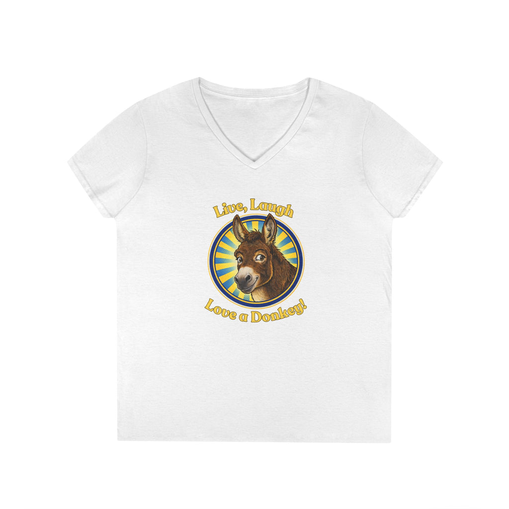 "Live, Laugh, Love a Donkey" Ladies' V-Neck Tee