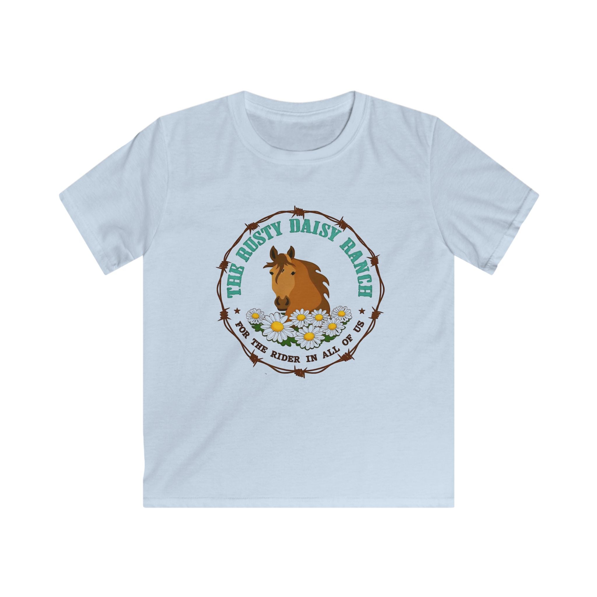 Kids T‑Shirt — The Rusty Daisy Ranch Horse Tee (“Best Rider in All of Us”)