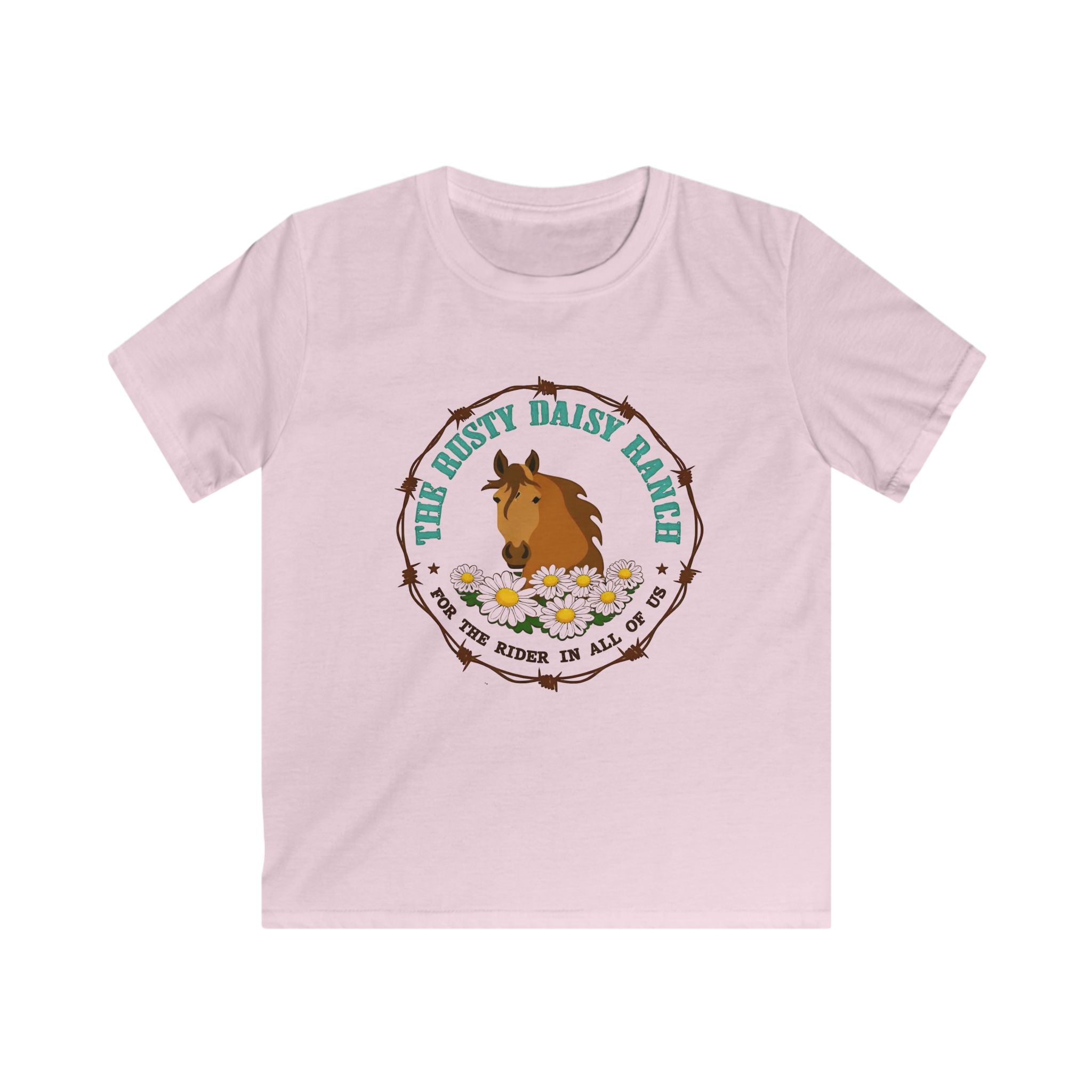 Kids T‑Shirt — The Rusty Daisy Ranch Horse Tee (“Best Rider in All of Us”)