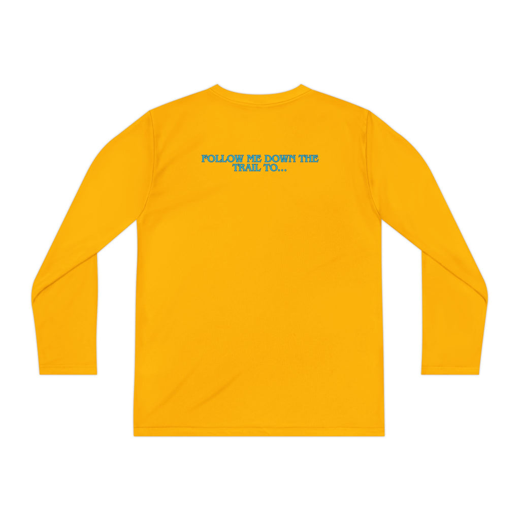 Youth Long Sleeve Tee — "The Rusty Daisy Ranch logo & "Follow Me Down the Trail to" on back