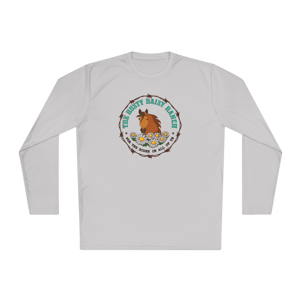 Long Sleeve Tee —Rusty Daisy Ranch logo front & "Follow me down the trail to" on back