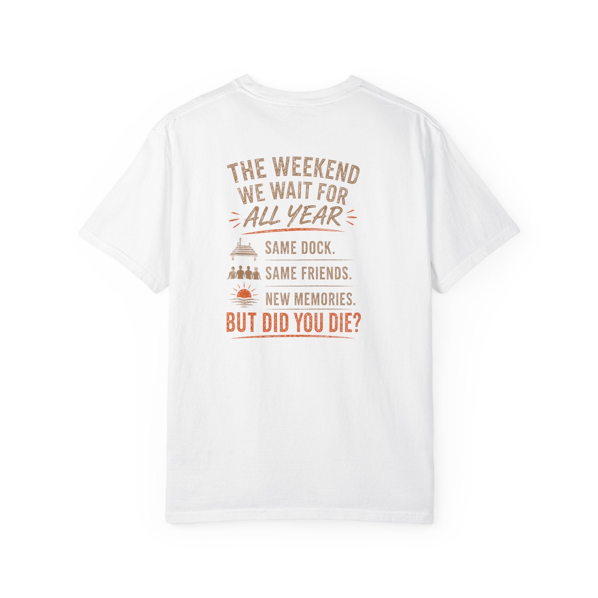 Lakehouse Dock T-Shirt — "Band on the Dock" Sunset Graphic Tee (Tennessee 2024)