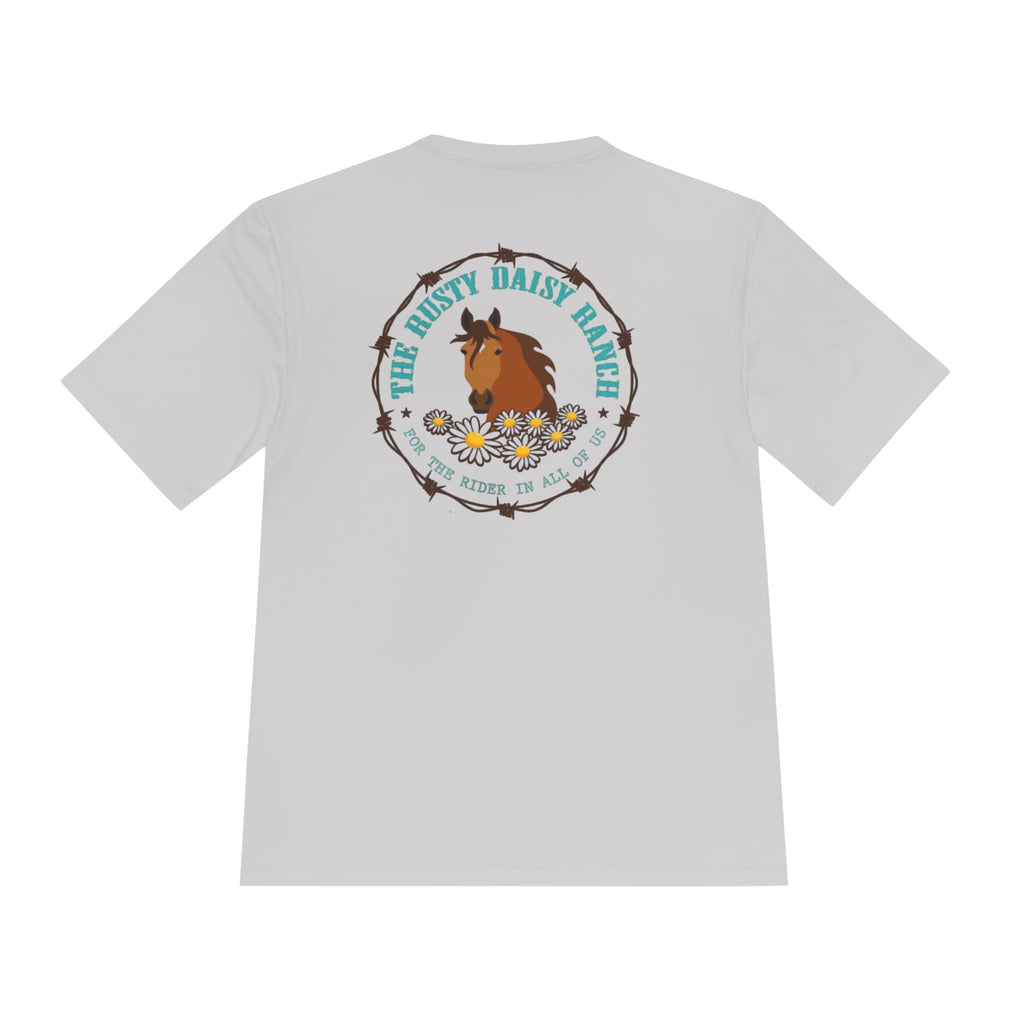 Moisture‑Wicking Shirt- RDR logo front & Rusty Daisy Ranch logo on back