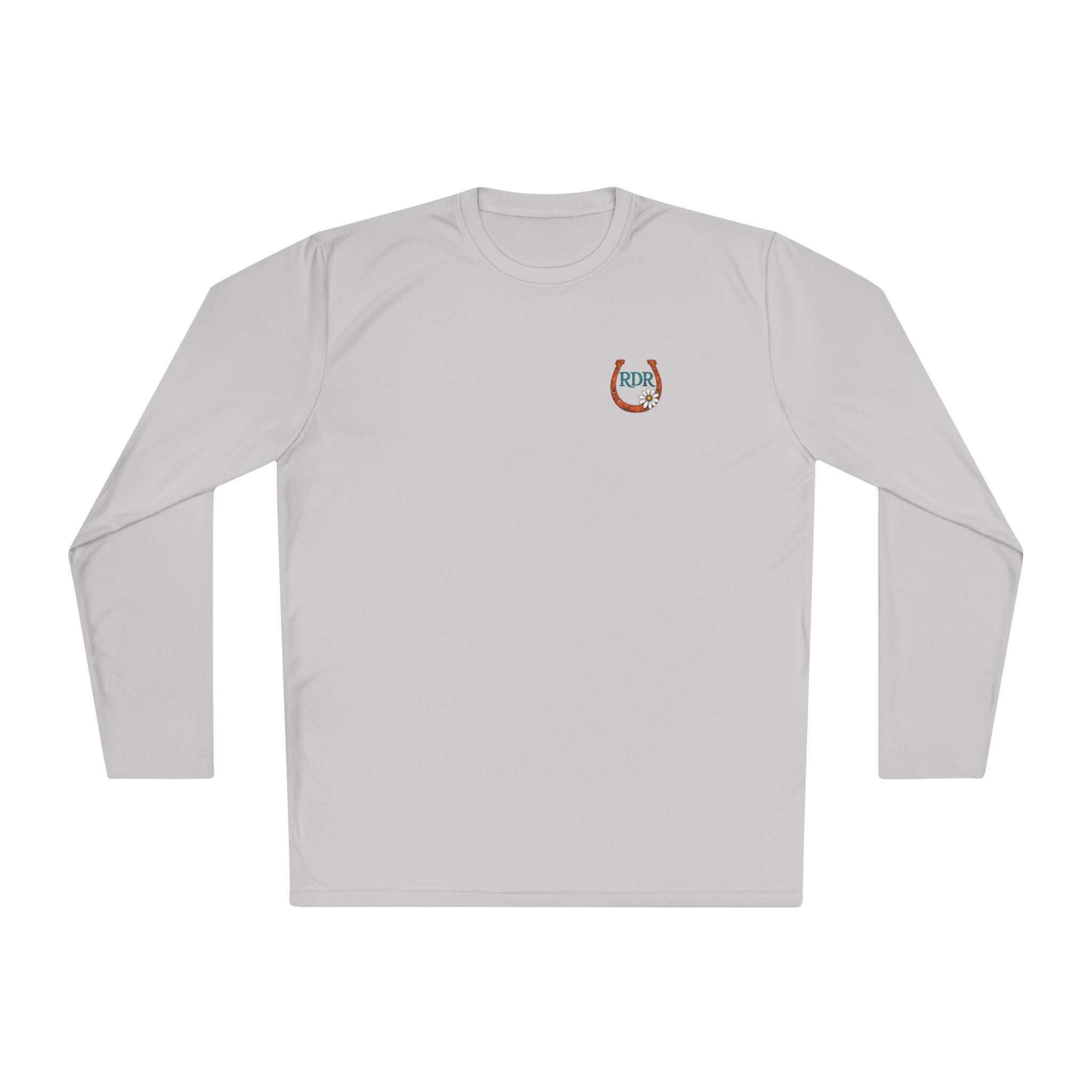 Long Sleeve Tee — RDR logo front & Rusty Daisy Ranch logo & "Follow me down the trail to" back