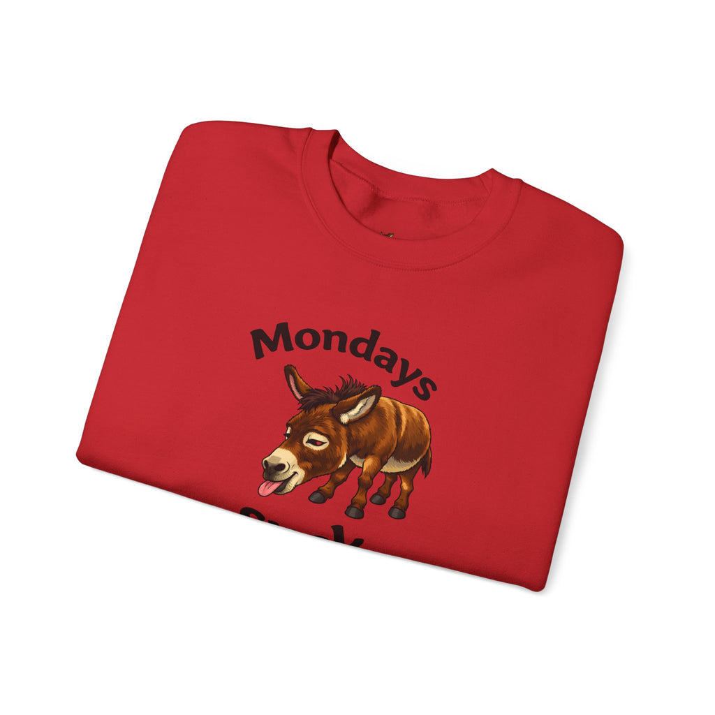 Crewneck Sweatshirt - 'Mondays Suck' Donkey Graphic Casual Pullover