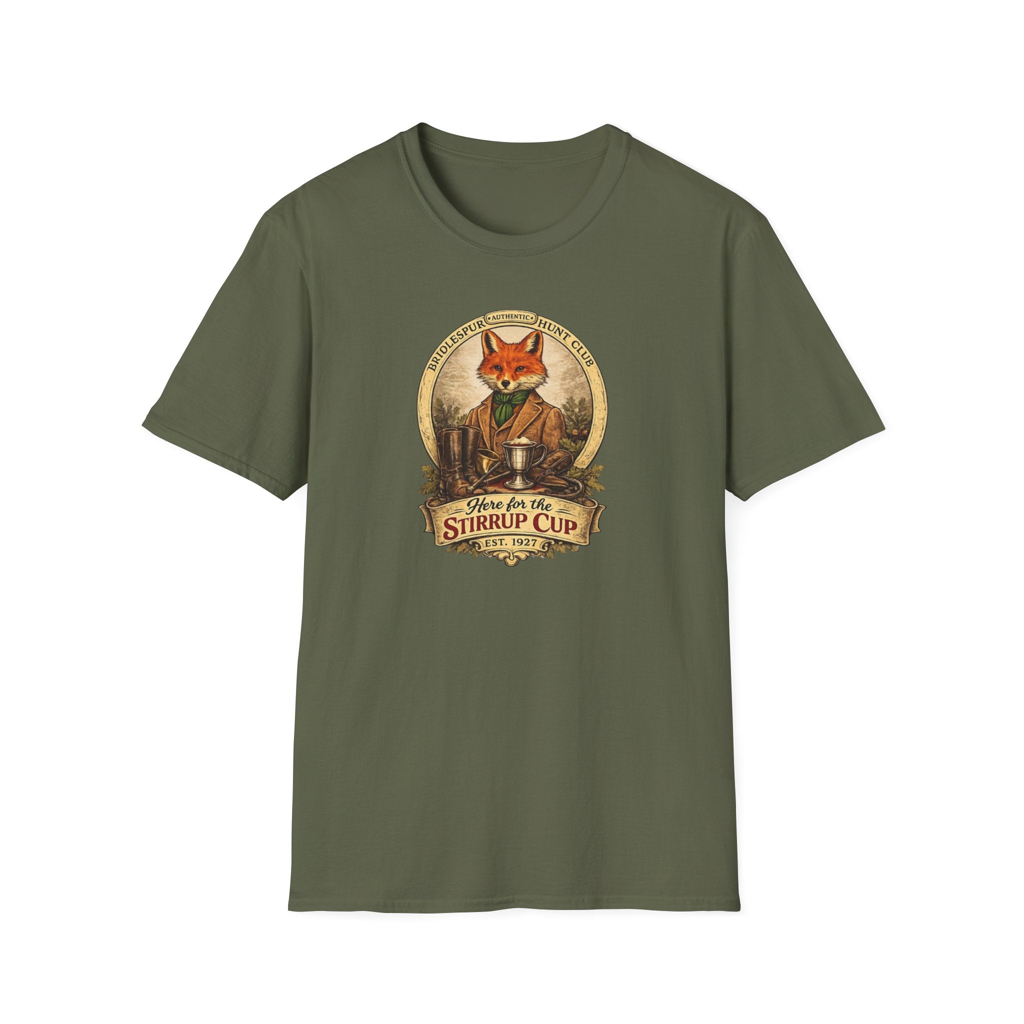 T-Shirt — "Stirrup Cup" Rustic Fox Tee