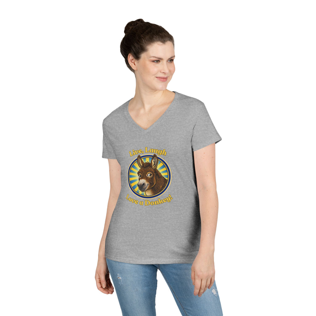 "Live, Laugh, Love a Donkey" Ladies' V-Neck Tee