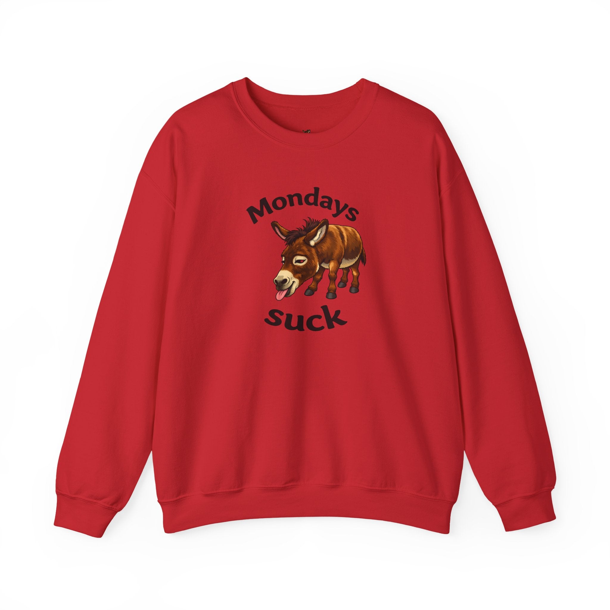 Crewneck Sweatshirt - 'Mondays Suck' Donkey Graphic Casual Pullover
