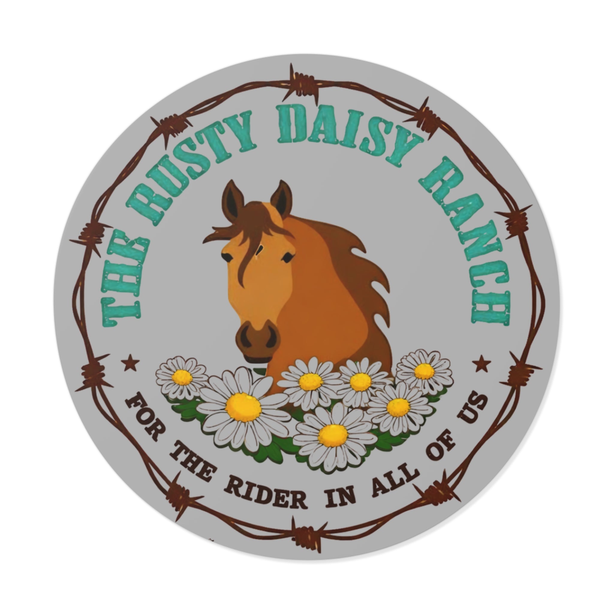 Rusty Daisy Ranch Round Vinyl Sticker