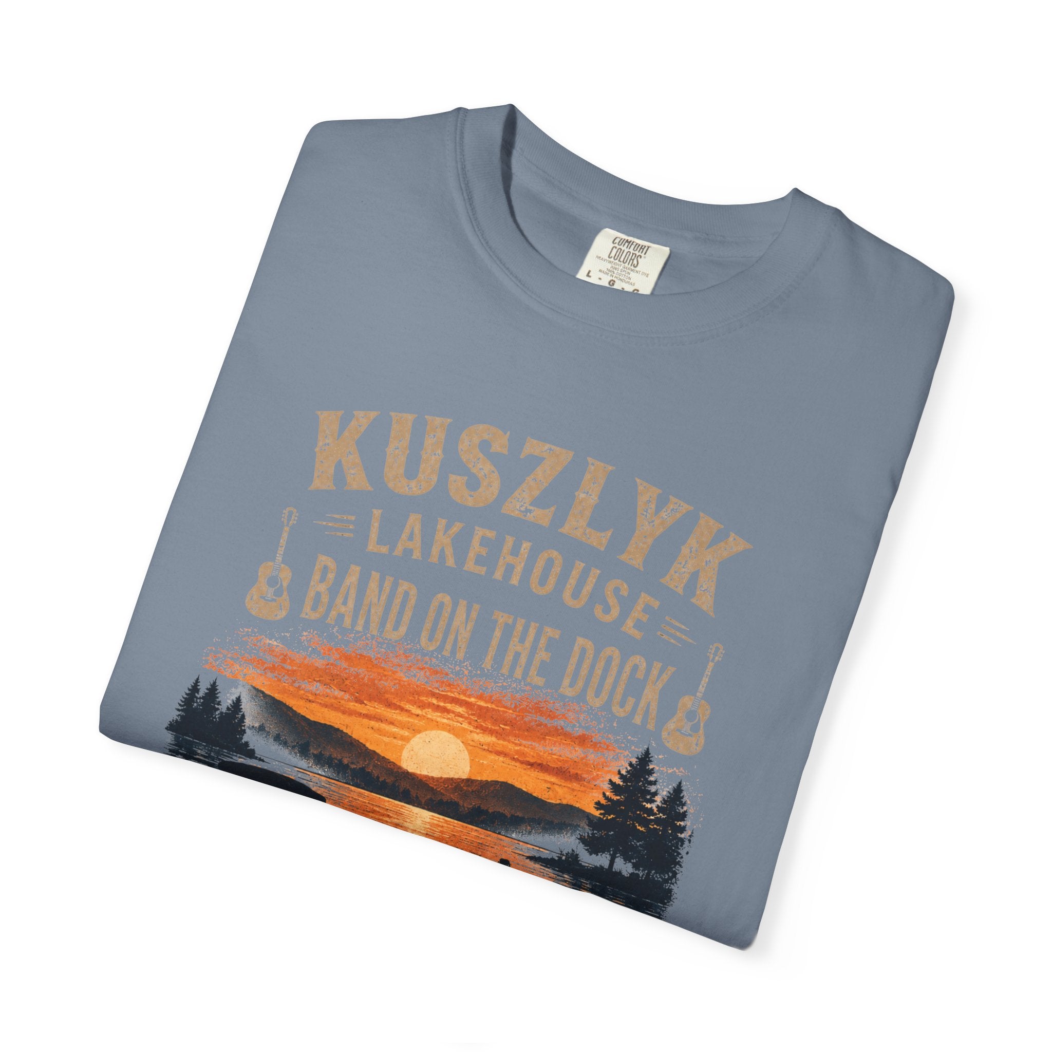 Lakehouse Dock T-Shirt — "Band on the Dock" Sunset Graphic Tee (Tennessee 2024)