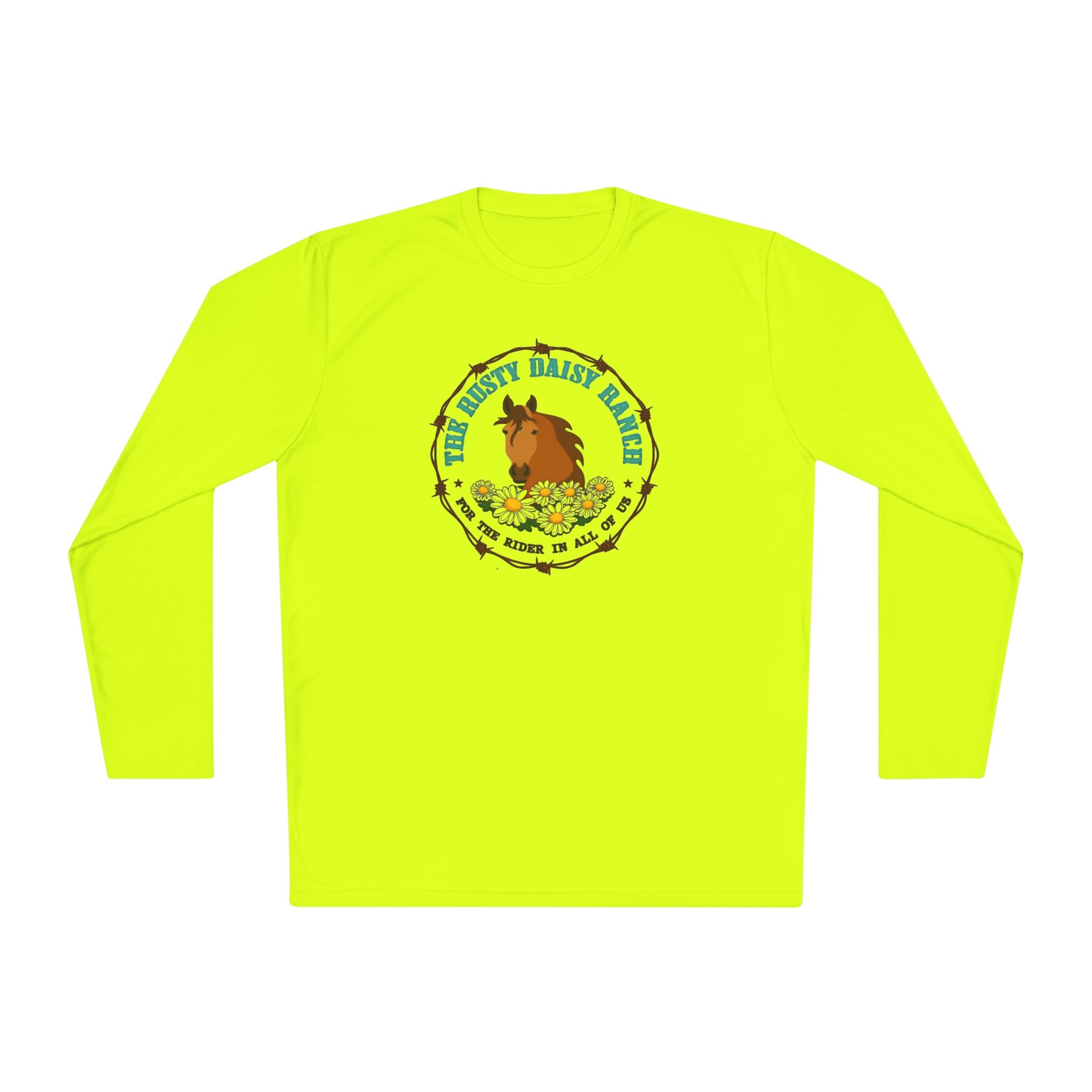 Long Sleeve Tee —Rusty Daisy Ranch logo front & "Follow me down the trail to" on back