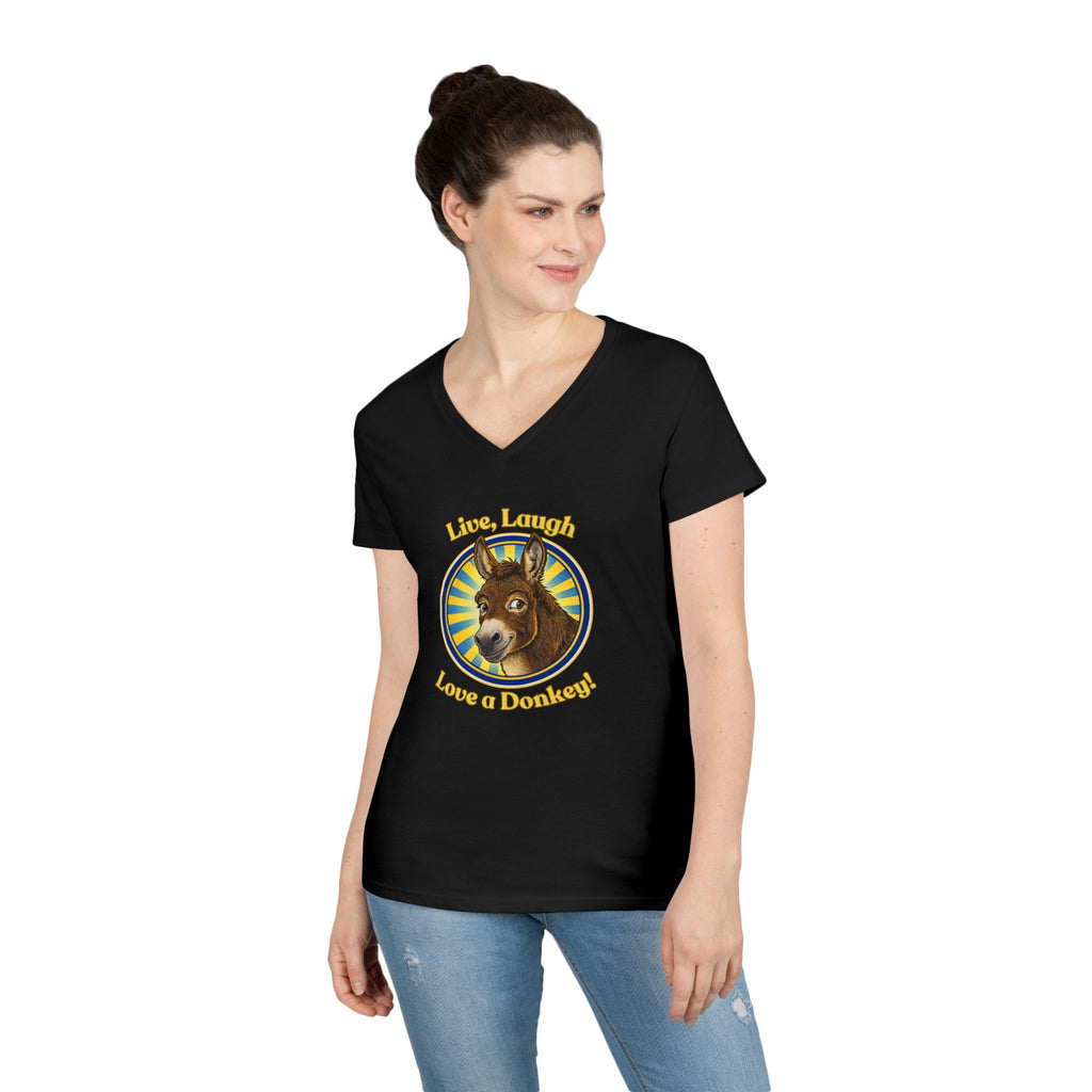 "Live, Laugh, Love a Donkey" Ladies' V-Neck Tee