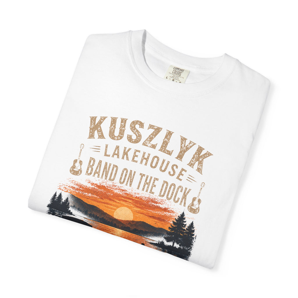 Lakehouse Dock T-Shirt — "Band on the Dock" Sunset Graphic Tee (Tennessee 2024)