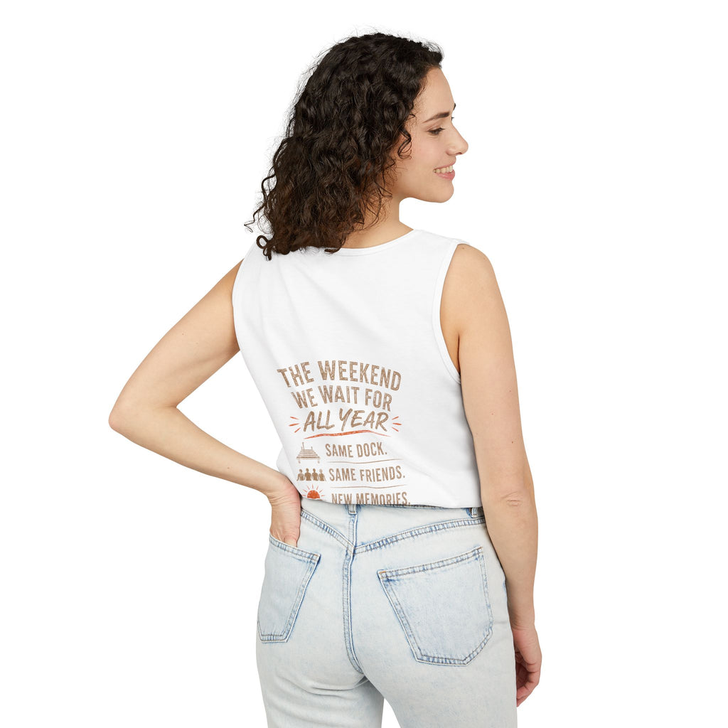 Lakehouse Tank Top — "Band on the Dock" Personalized Sunset Dock Tee