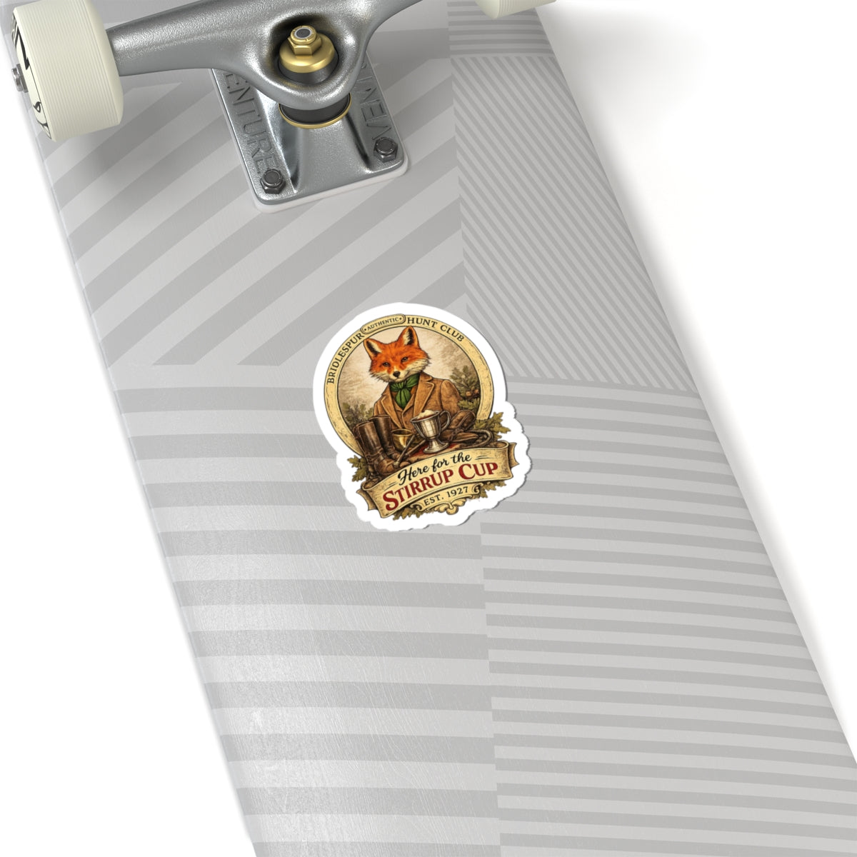 Vintage Fox Sticker — “Here for the Stirrup Cup” Kiss-Cut Vinyl Sticker