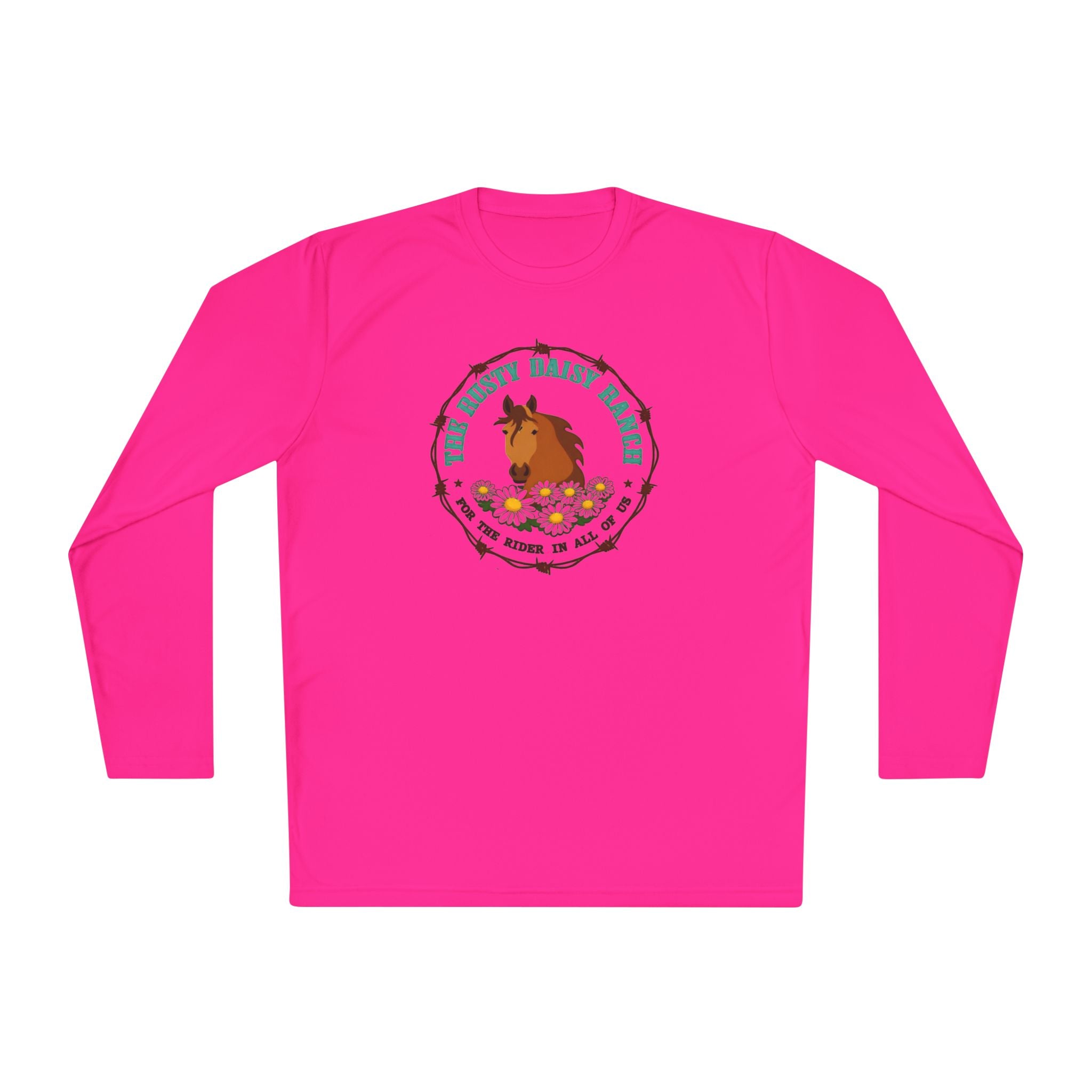 Long Sleeve Tee —Rusty Daisy Ranch logo front & "Follow me down the trail to" on back