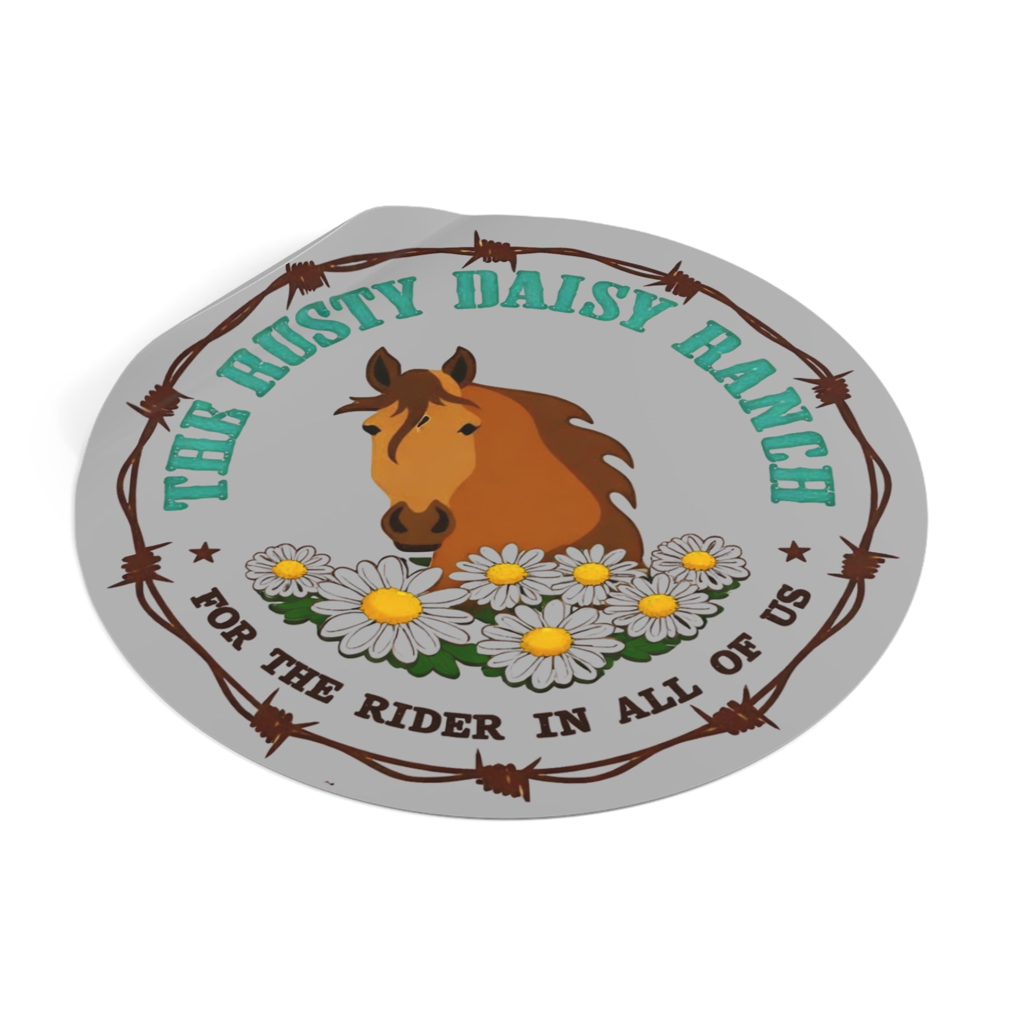 Rusty Daisy Ranch Round Vinyl Sticker