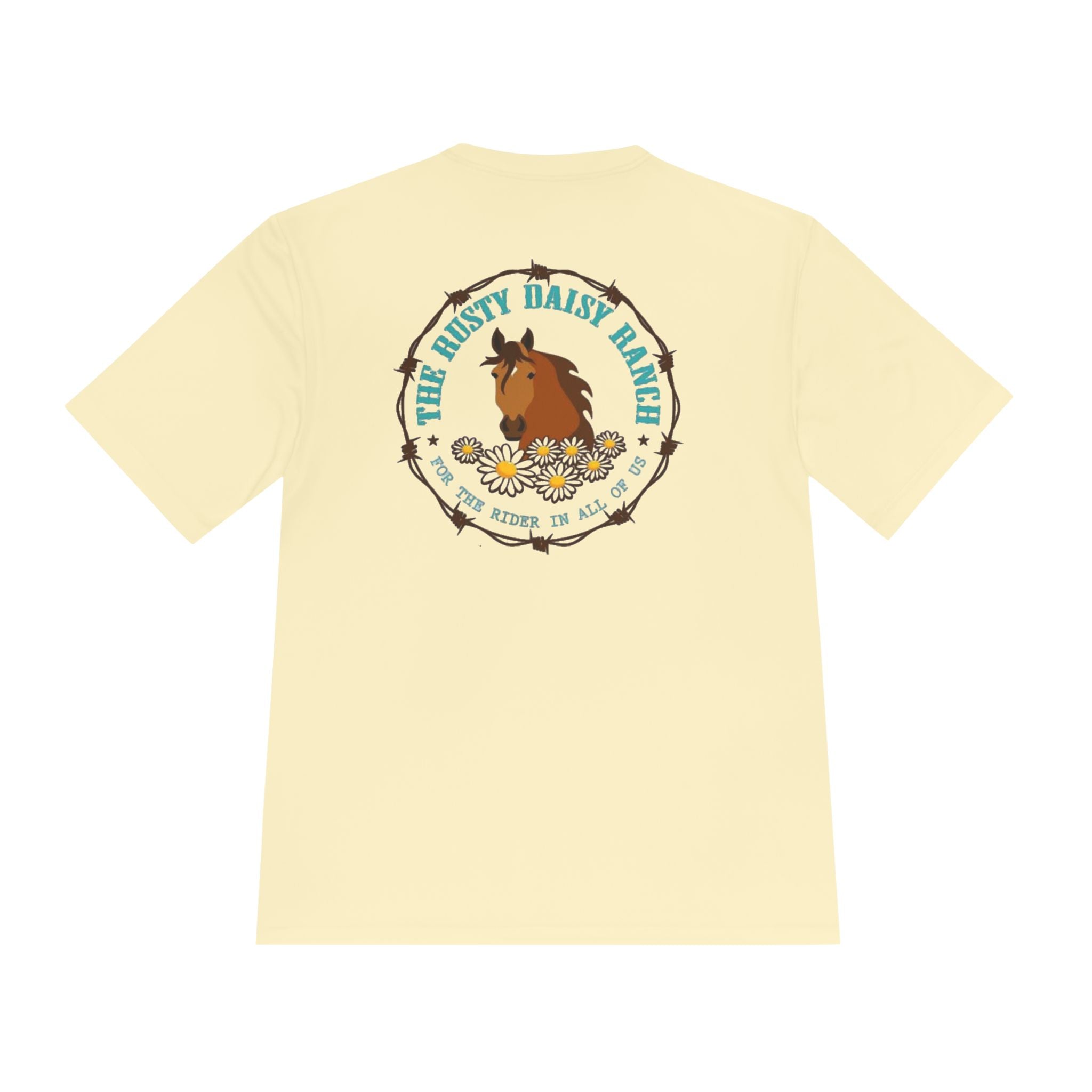 Moisture‑Wicking Shirt- RDR logo front & Rusty Daisy Ranch logo on back