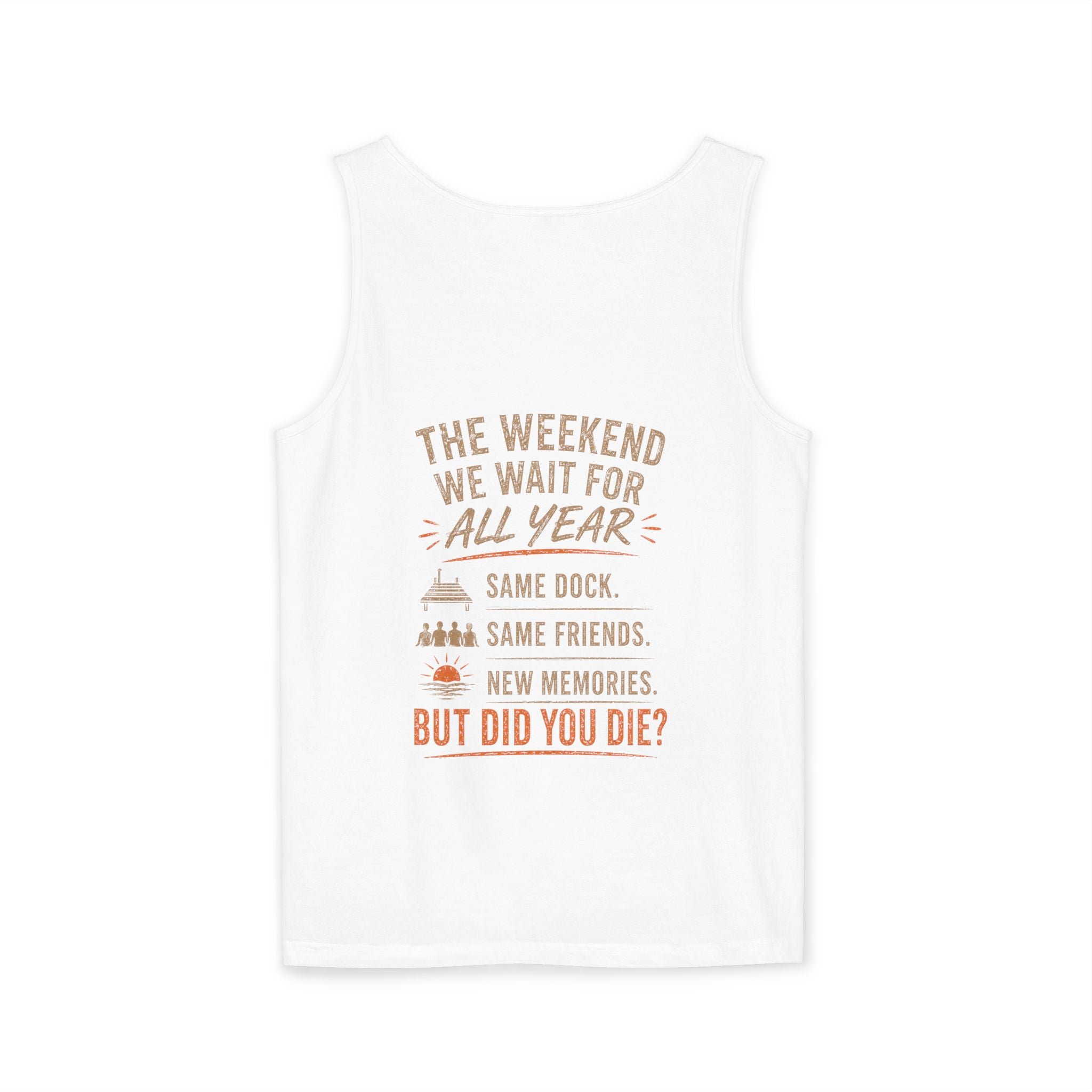 Lakehouse Tank Top — "Band on the Dock" Personalized Sunset Dock Tee