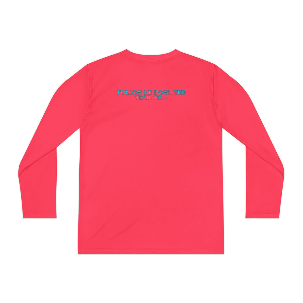 Youth Long Sleeve Tee — "The Rusty Daisy Ranch logo & "Follow Me Down the Trail to" on back