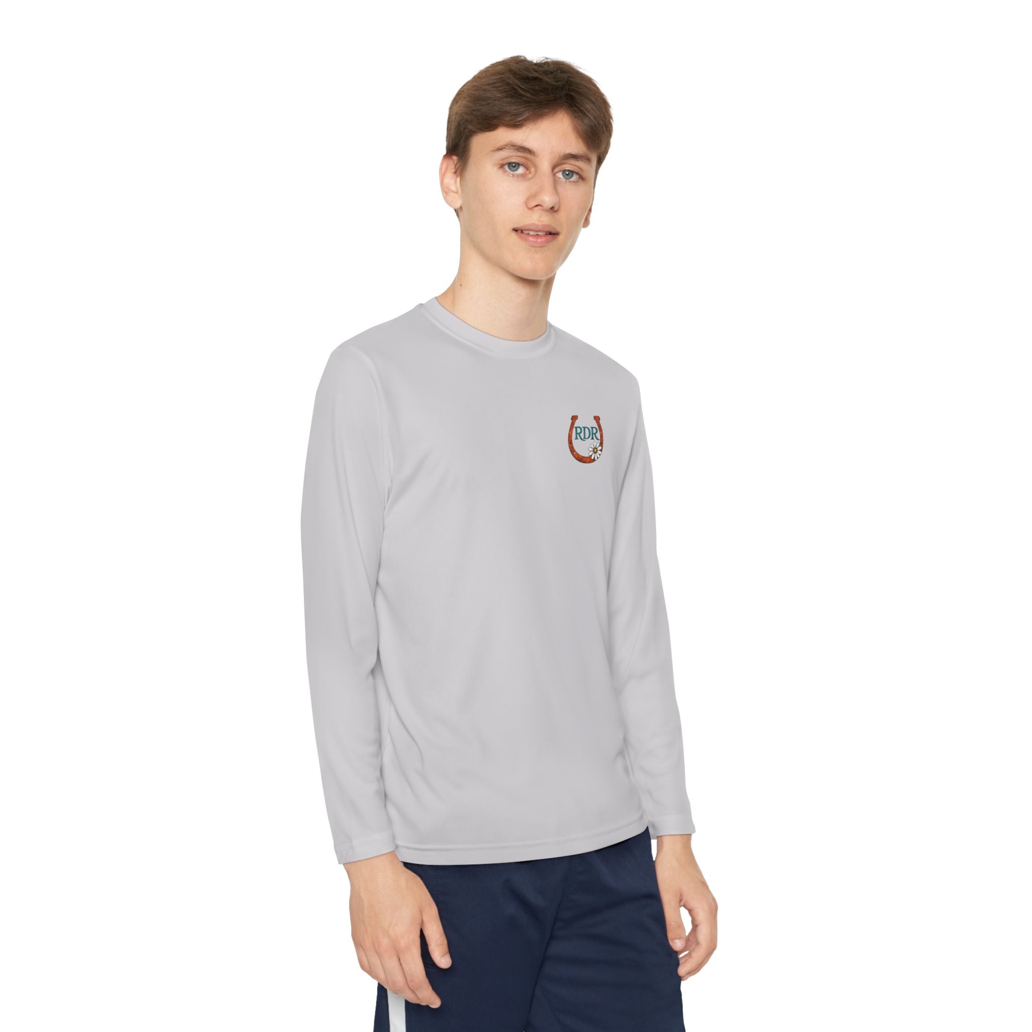 Youth Long Sleeve Tee — RDR logo in front & Follow me down the trail to & logo in back