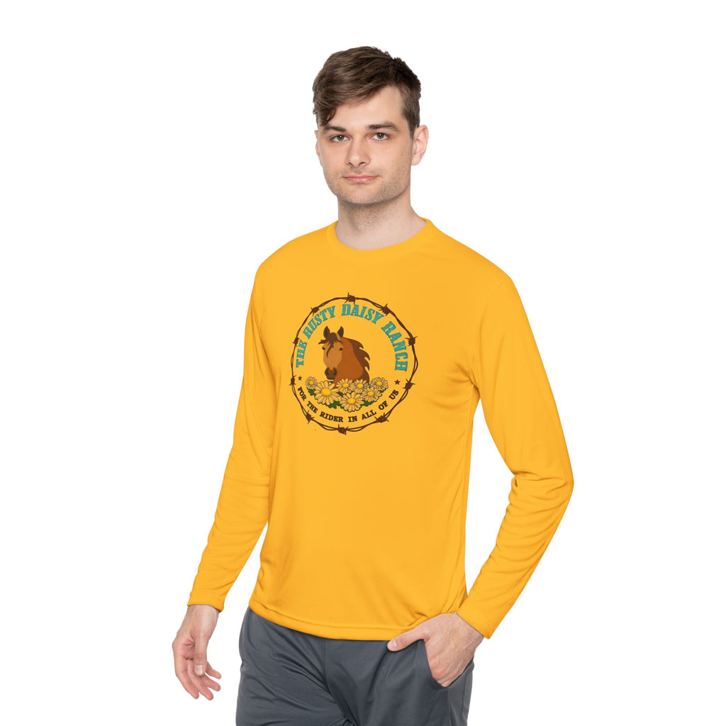 Long Sleeve Tee —Rusty Daisy Ranch logo front & "Follow me down the trail to" on back