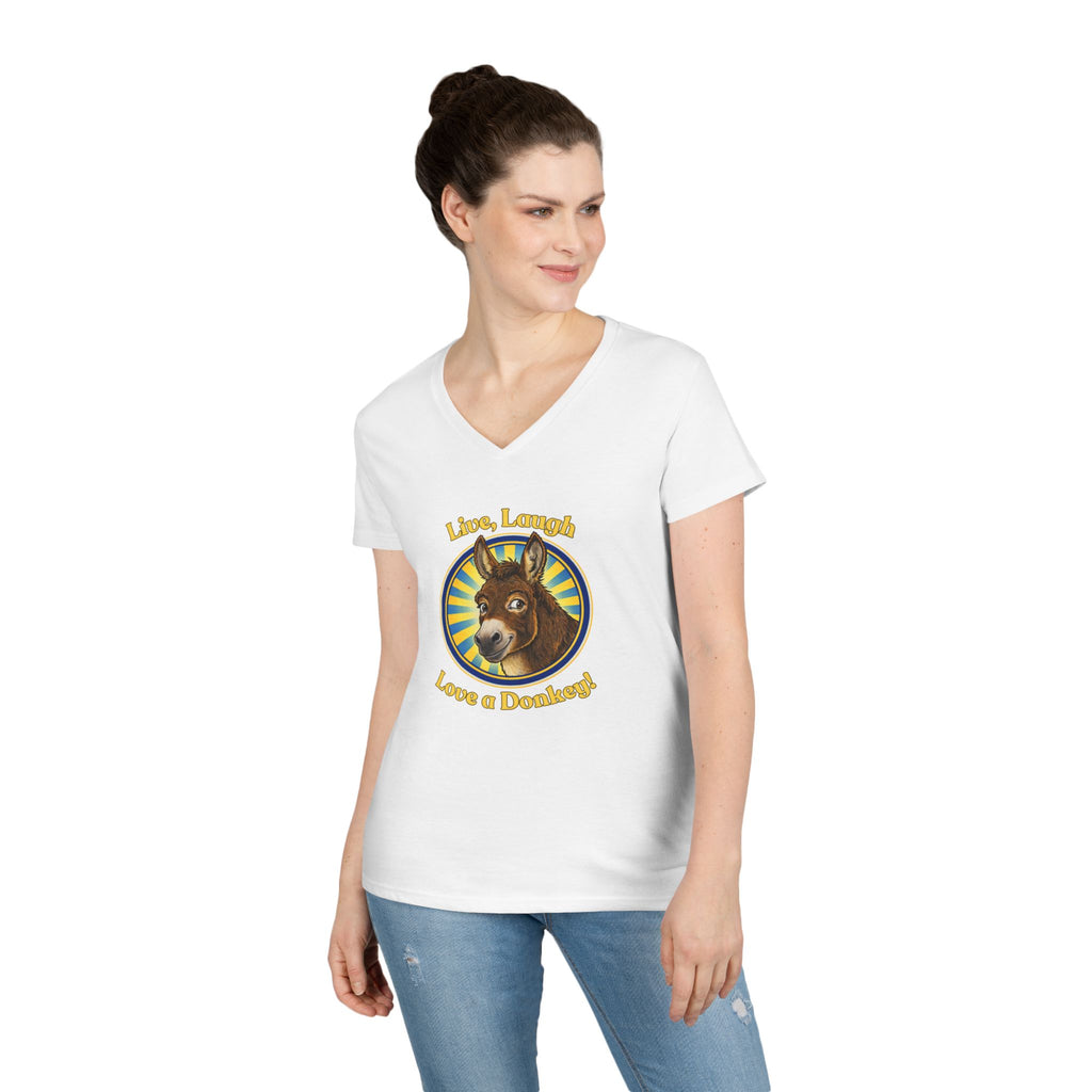 "Live, Laugh, Love a Donkey" Ladies' V-Neck Tee