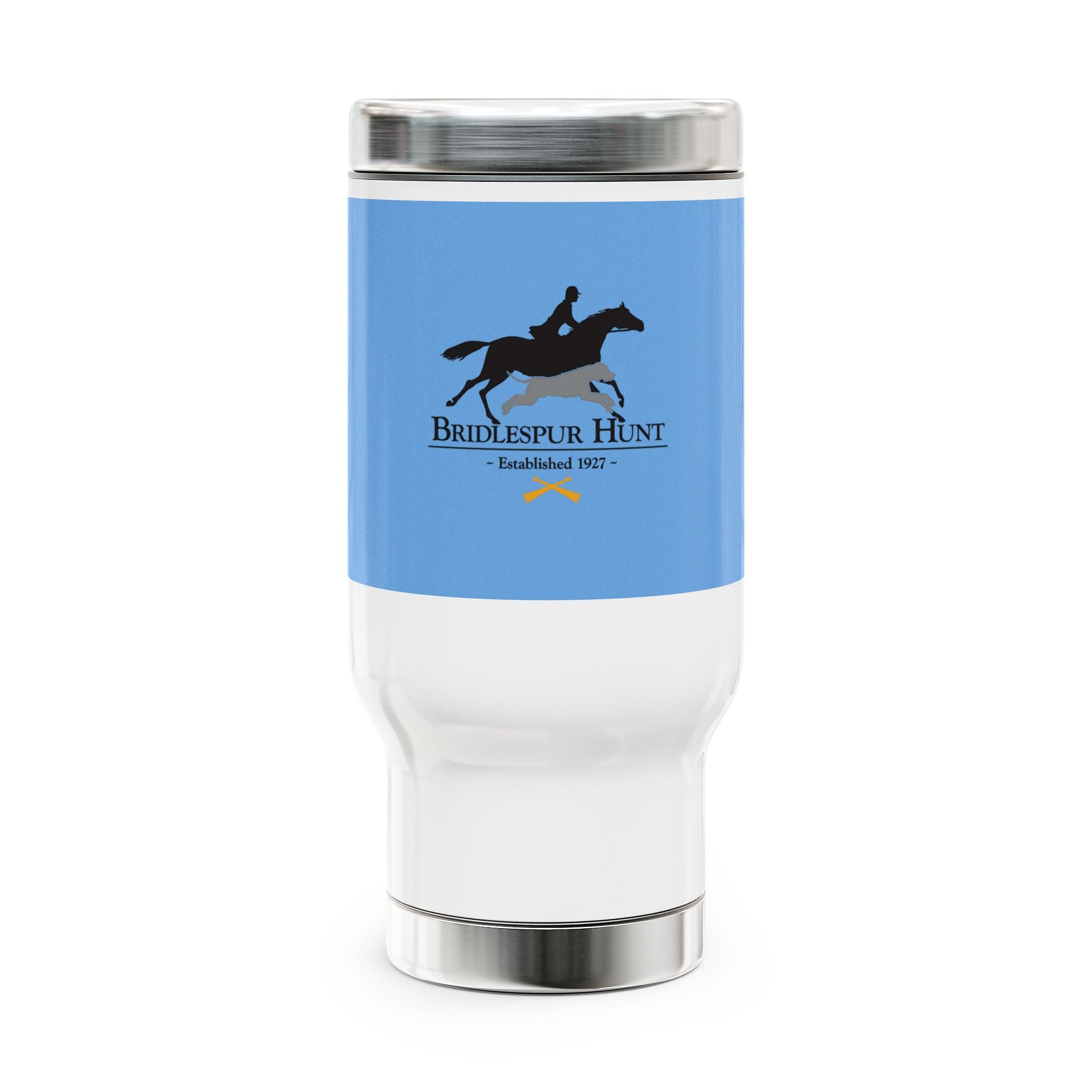 Bridlespur Hunt Stainless Steel Travel Mug — 14oz Insulated Handle Tumbler