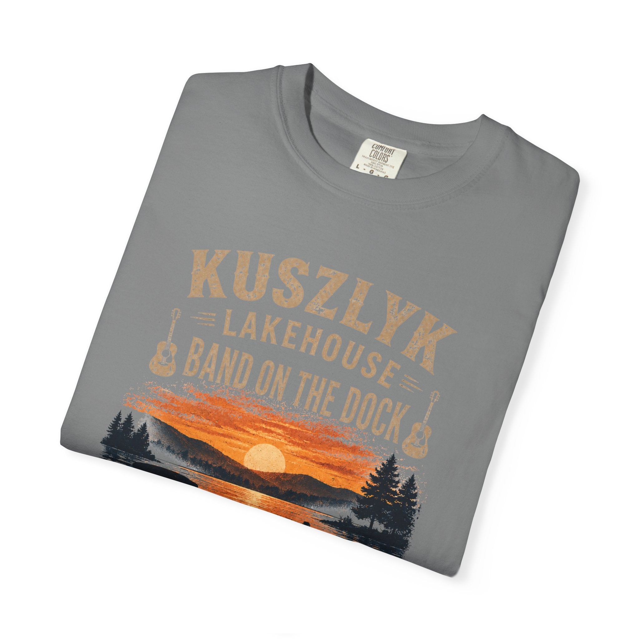 Lakehouse Dock T-Shirt — "Band on the Dock" Sunset Graphic Tee (Tennessee 2024)