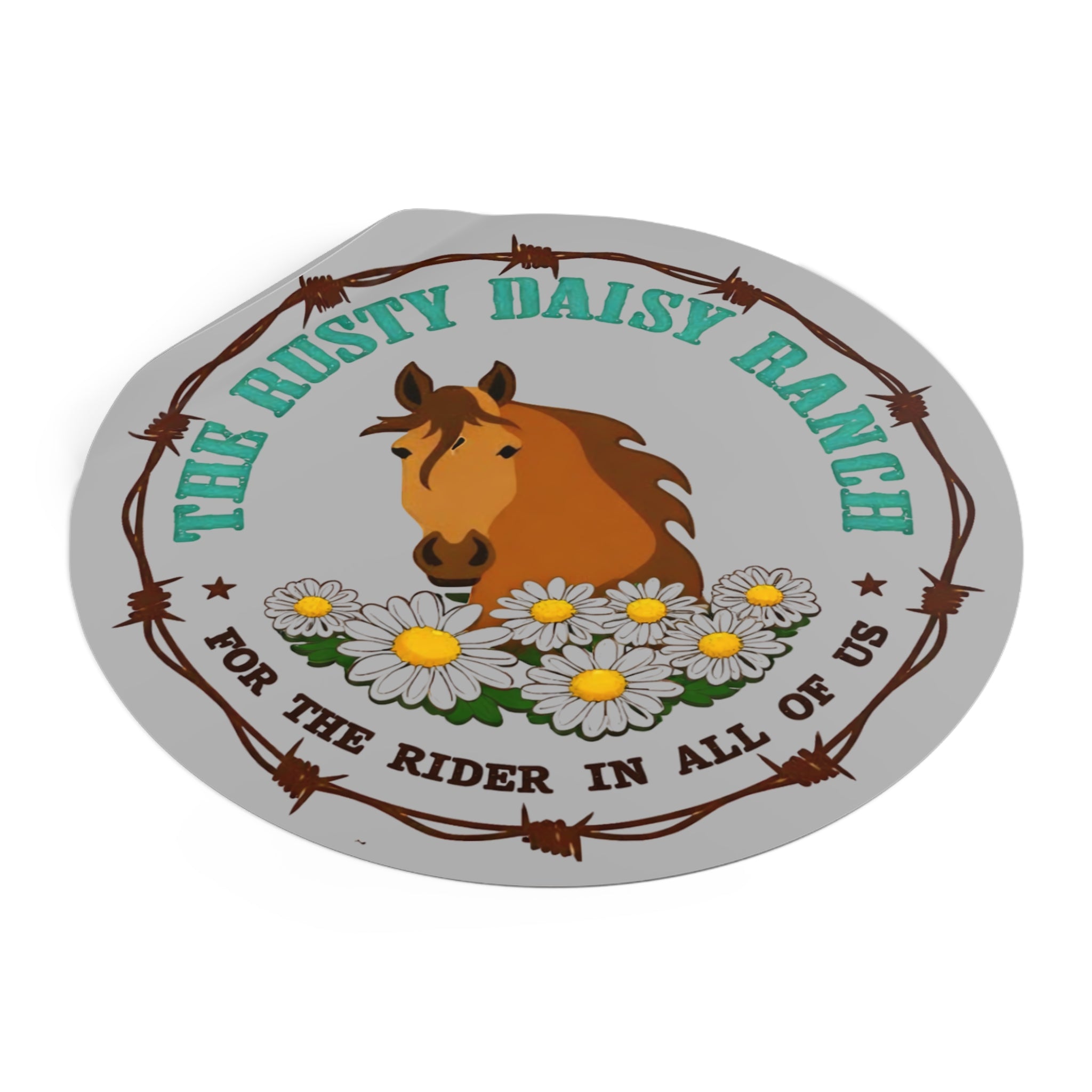 Rusty Daisy Ranch Round Vinyl Sticker