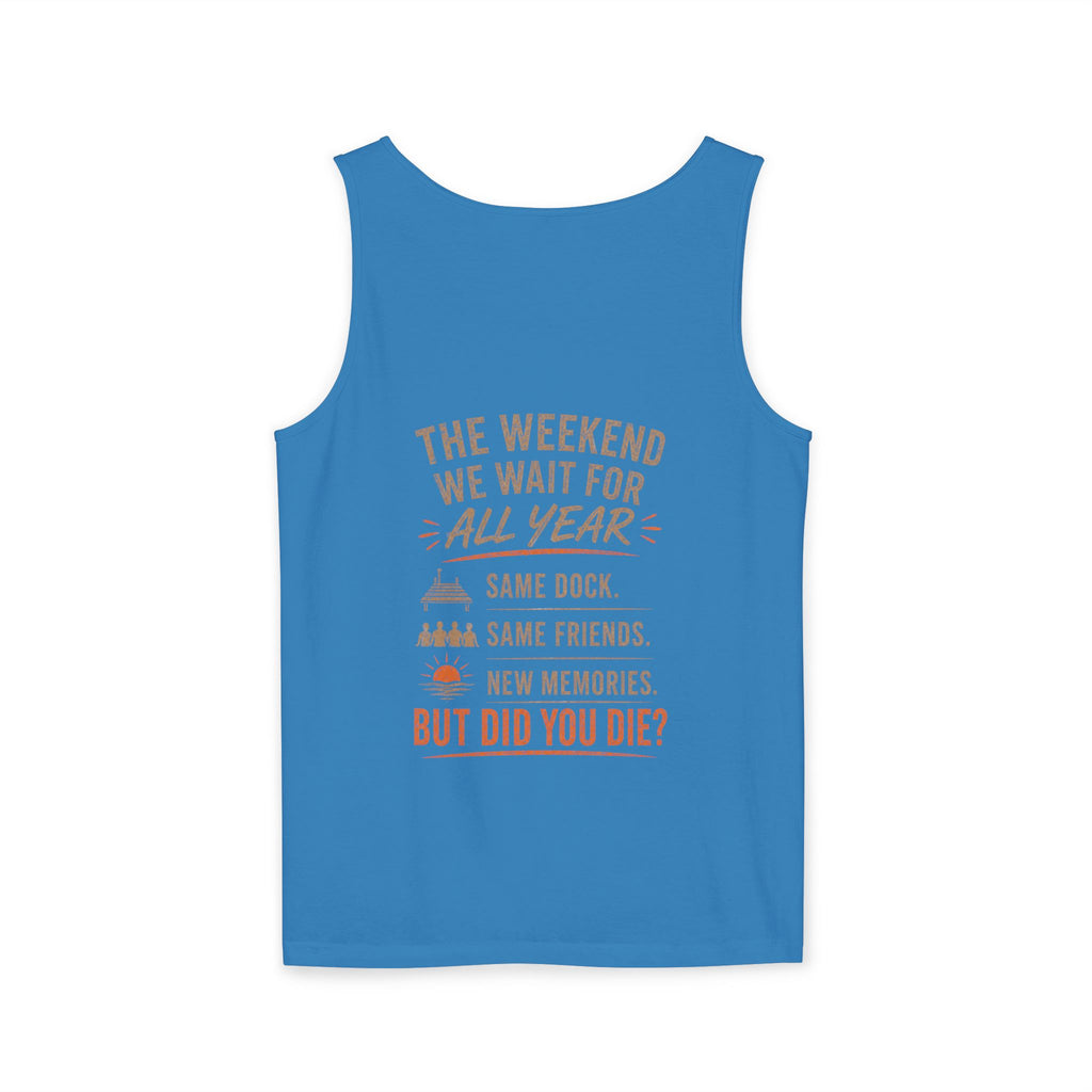 Lakehouse Tank Top — "Band on the Dock" Personalized Sunset Dock Tee