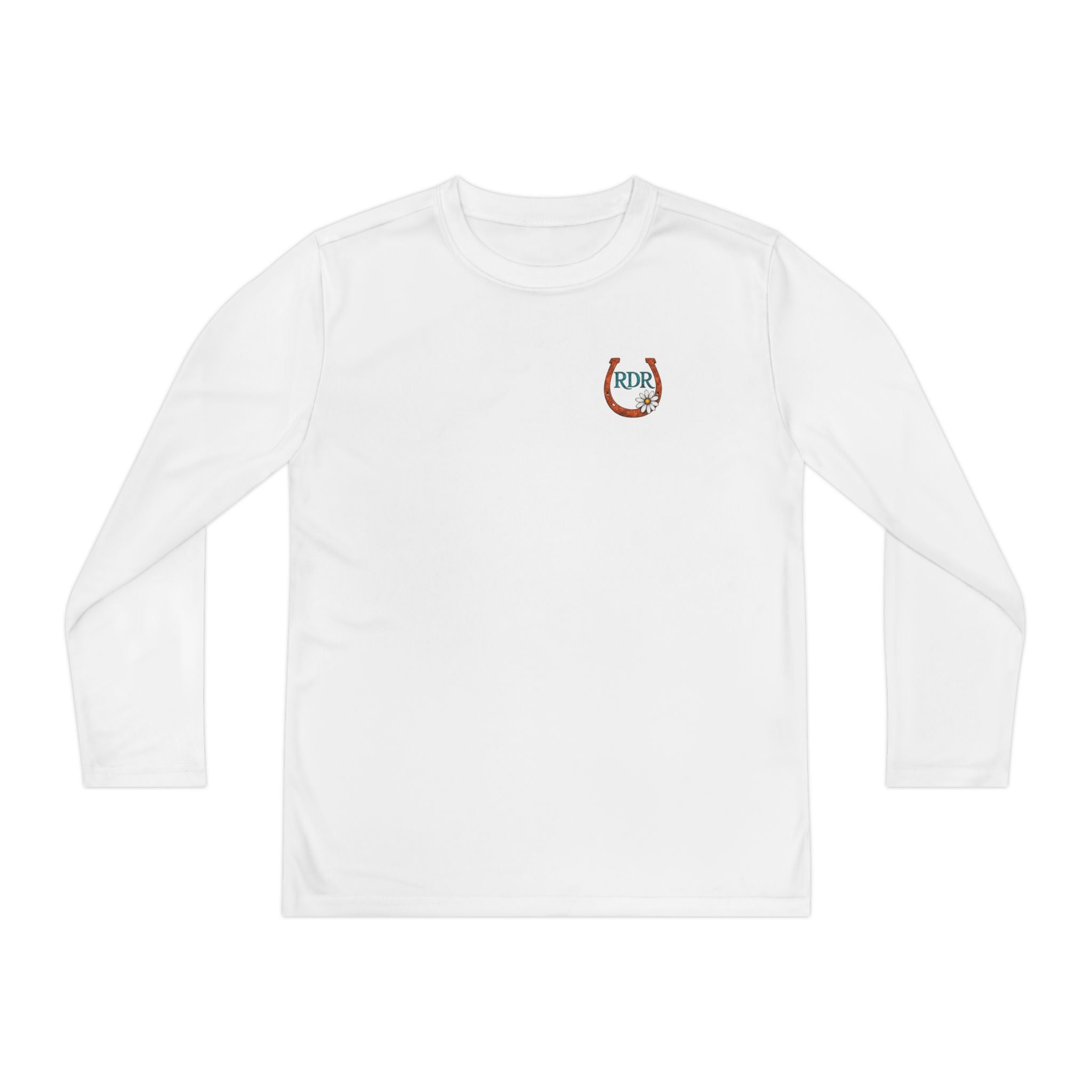 Youth Long Sleeve Tee — RDR logo in front & Follow me down the trail to & logo in back