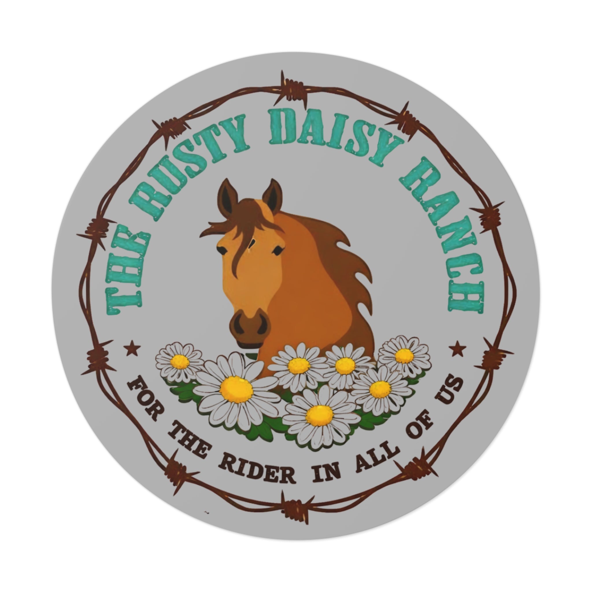 Rusty Daisy Ranch Round Vinyl Sticker