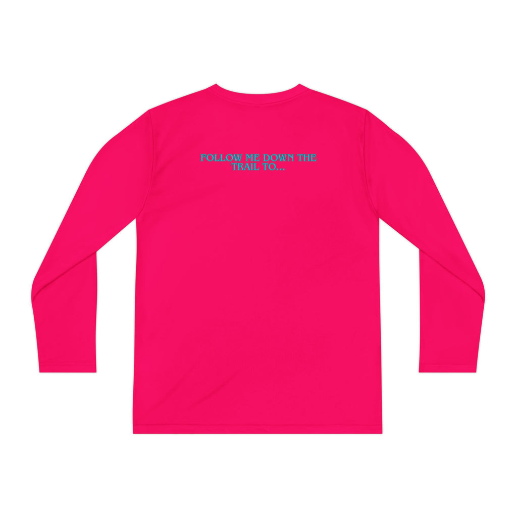 Youth Long Sleeve Tee — "The Rusty Daisy Ranch logo & "Follow Me Down the Trail to" on back