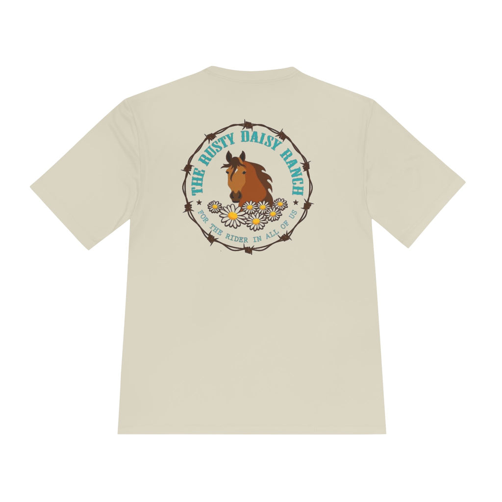 Moisture‑Wicking Shirt- RDR logo front & Rusty Daisy Ranch logo on back