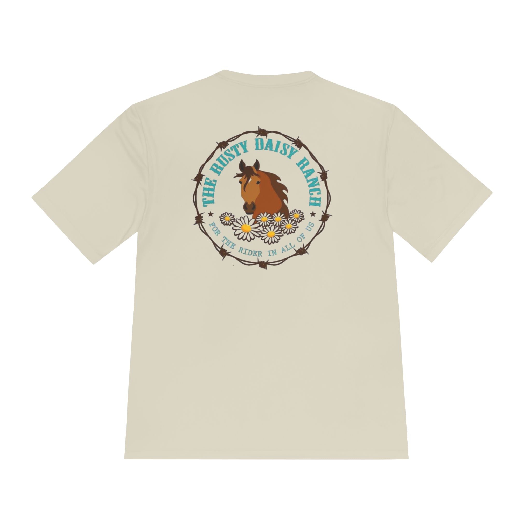 Moisture‑Wicking Shirt- RDR logo front & Rusty Daisy Ranch logo on back