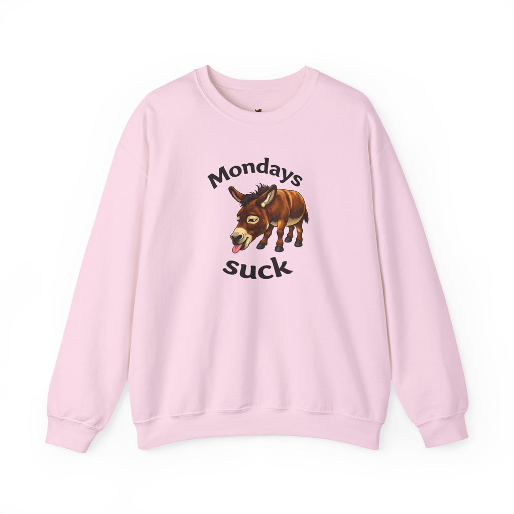 Crewneck Sweatshirt - 'Mondays Suck' Donkey Graphic Casual Pullover