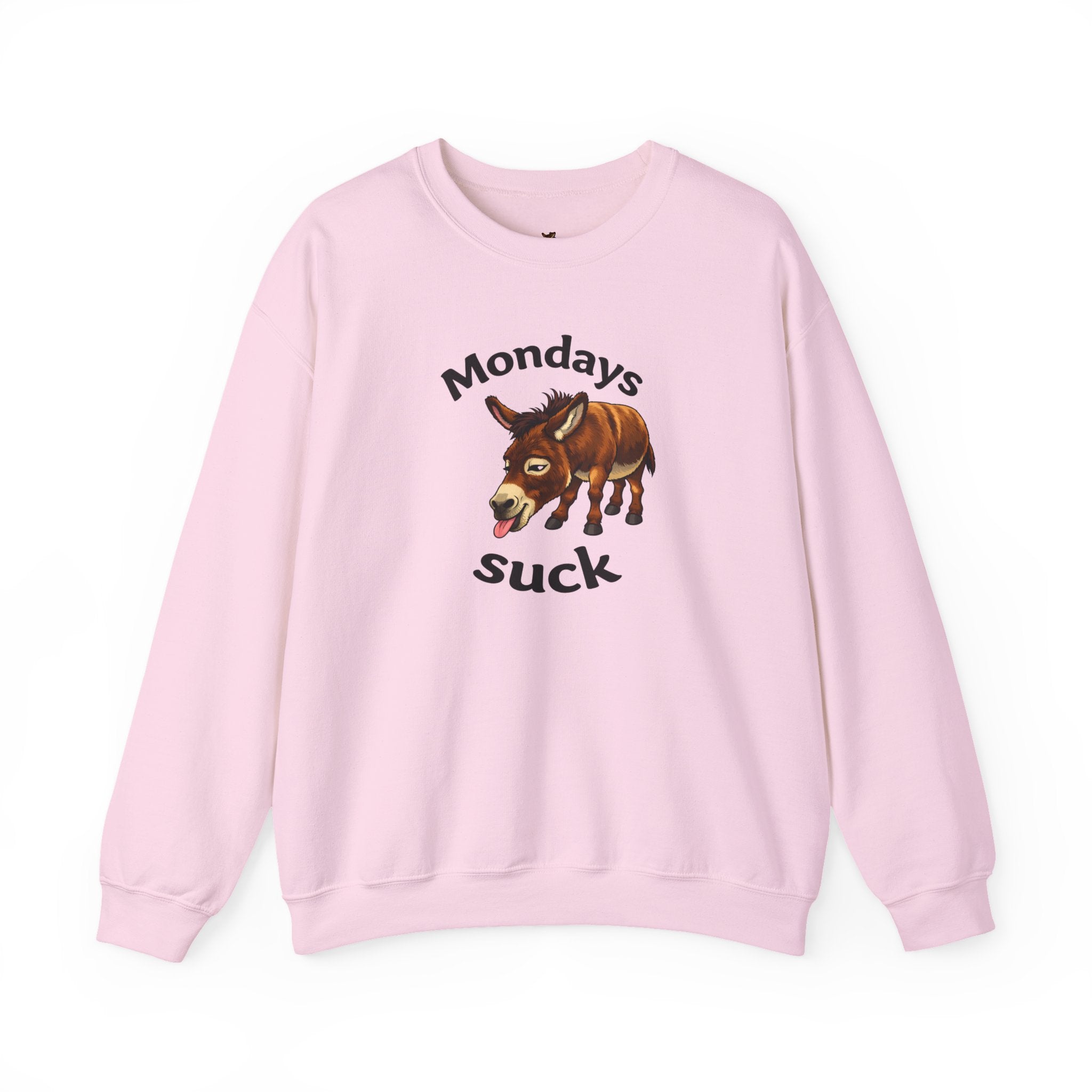 Crewneck Sweatshirt - 'Mondays Suck' Donkey Graphic Casual Pullover