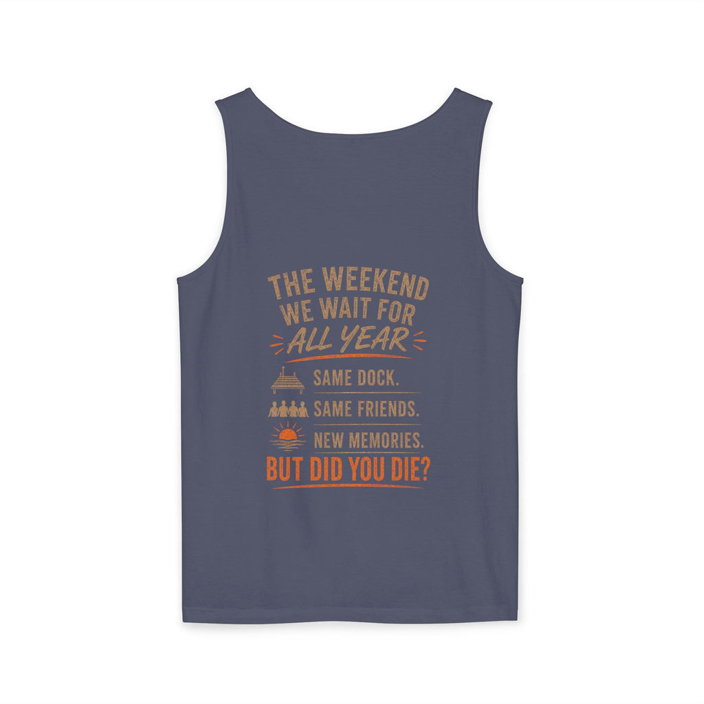 Lakehouse Tank Top — "Band on the Dock" Personalized Sunset Dock Tee