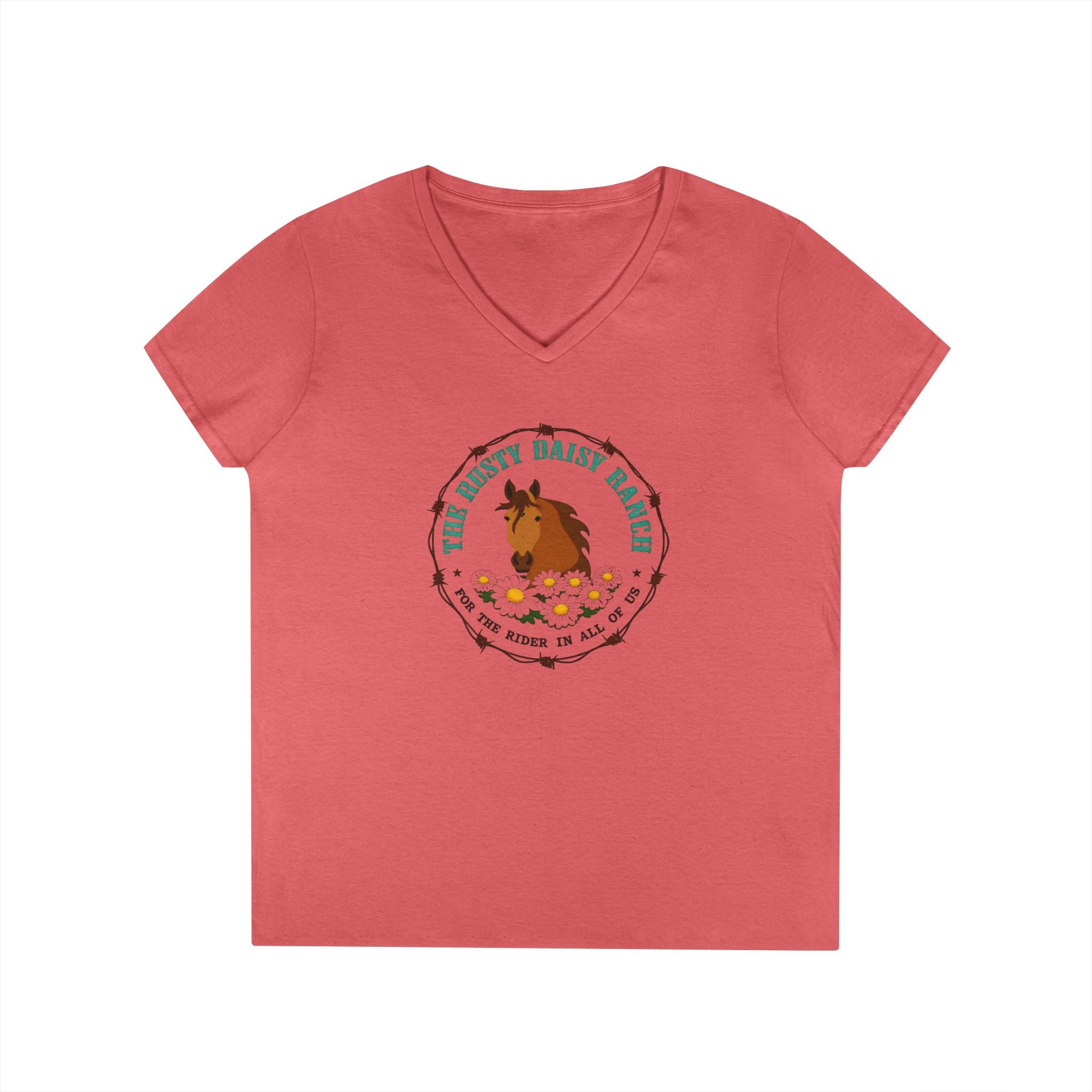Ladies' V-Neck T-Shirt -Rusty Daisy Ranch